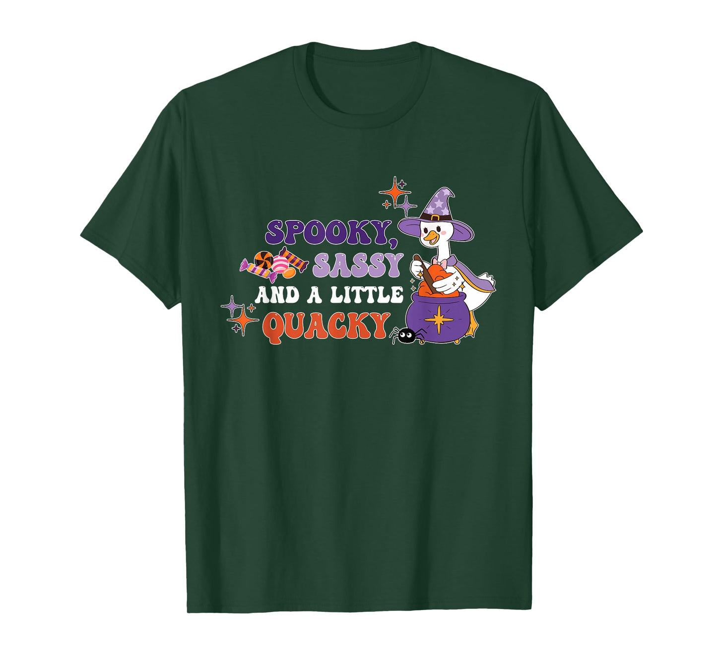Spooky, Sassy and A Little Quacky Witchy Goose Halloween T-Shirt