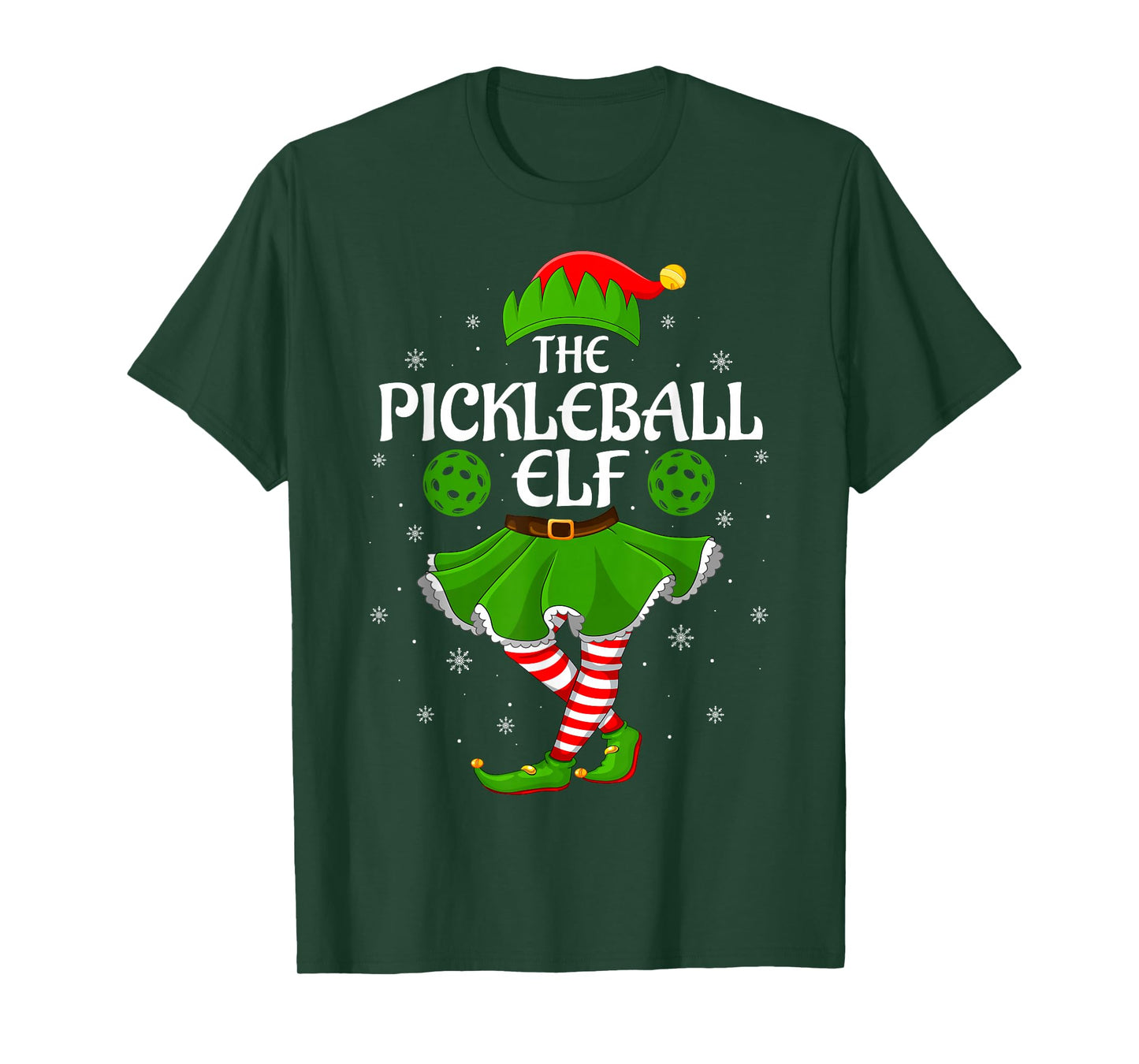Pickleball Elf Christmas Family Girls Women Elf Squad Xmas T-Shirt