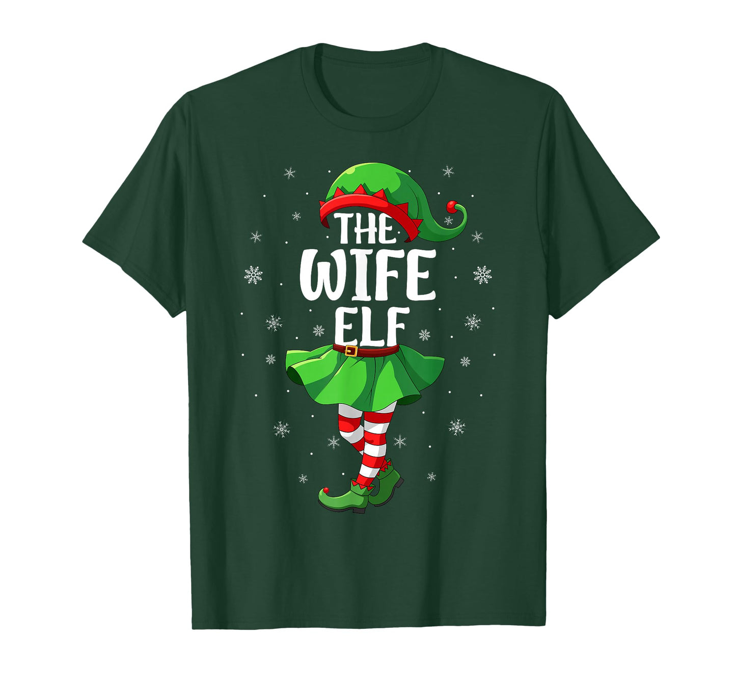 Wife Elf Christmas Girls Women Elf Squad Xmas Family T-Shirt