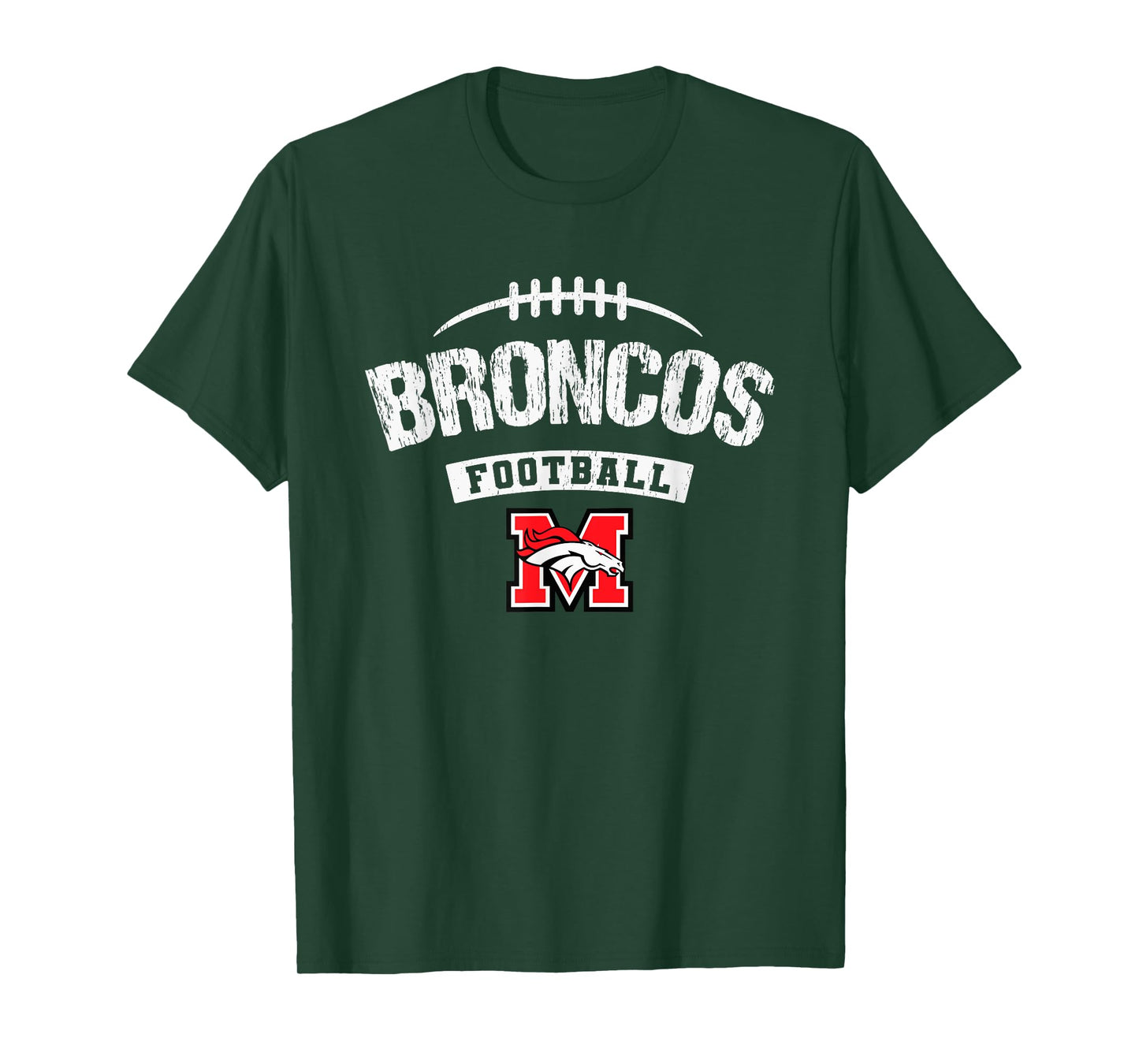 Mustang Broncos Logo Football Distressed HS T-Shirt