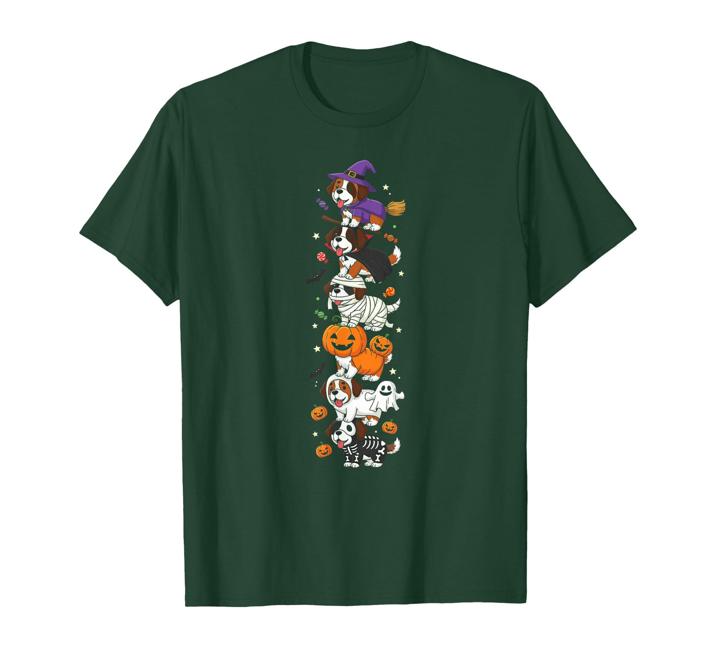 Saint Bernard Witch Vampire Ghost Halloween Kids Mens Womens T-Shirt