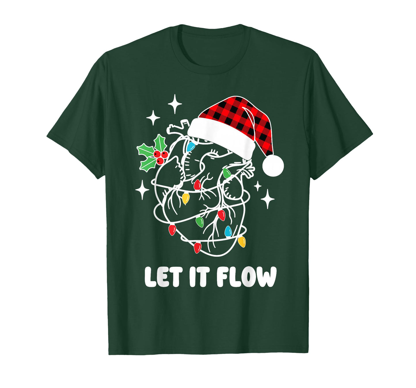 Funny Let It Flow Anatomy Heart Cardiac Nurse Santa Hat Xmas T-Shirt