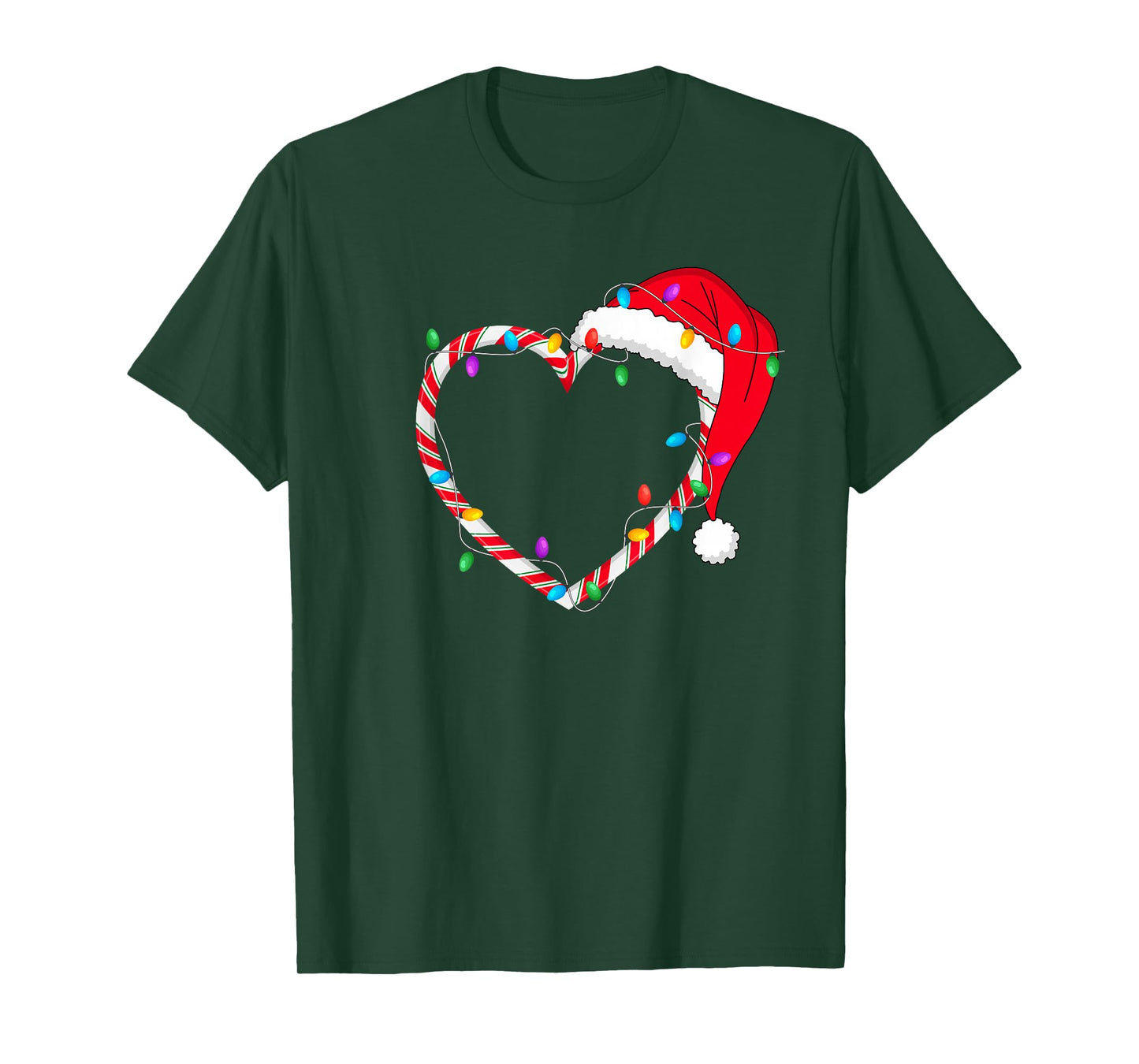 Christmas Candy Cane Heart Funny Love Candy Men Women Kids T-Shirt