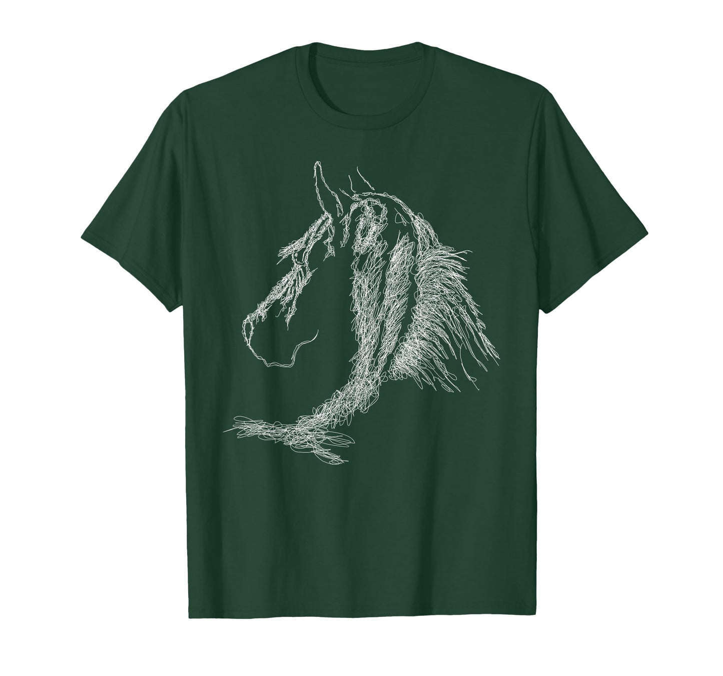 horse head scribble black art face for lover horses taming T-Shirt