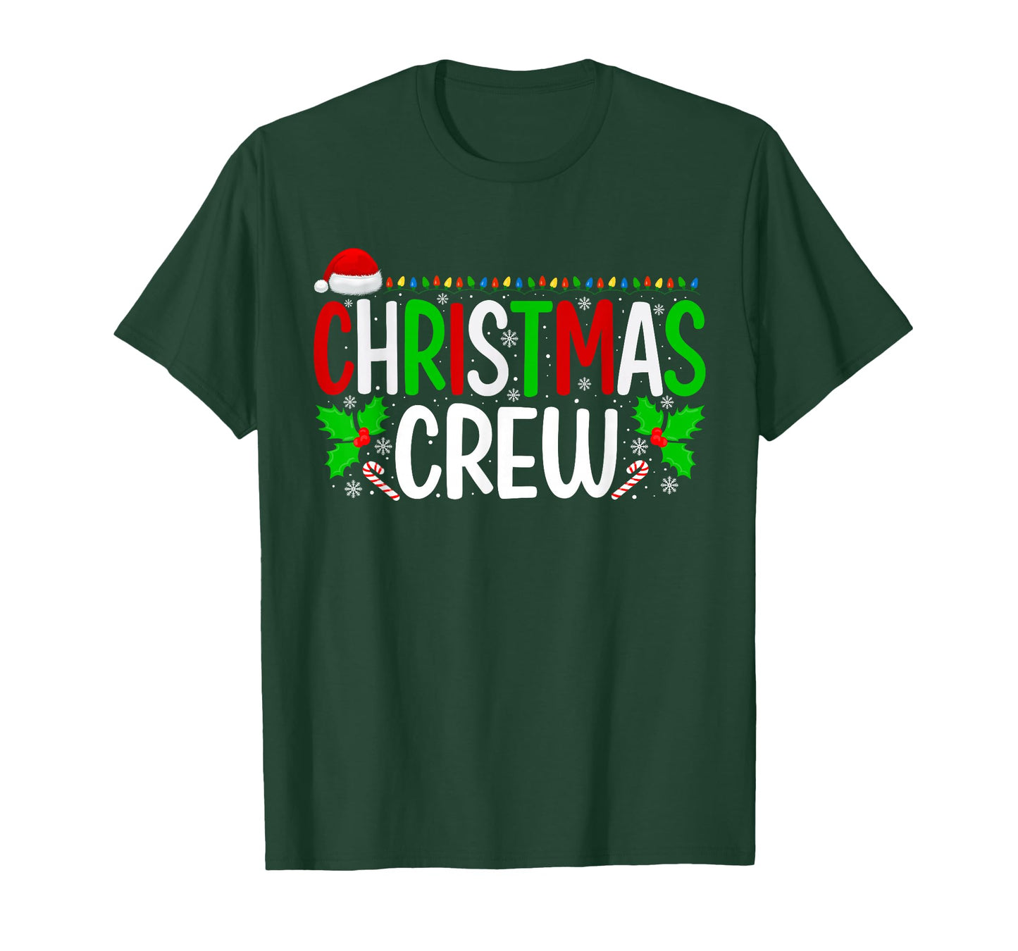 Christmas Crew Santa Hat Family Xmas Pajamas Men Women T-Shirt
