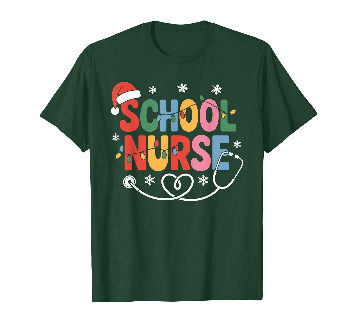 School Nurse Christmas Santa Cap Nursing Humor Xmas T-Shirt