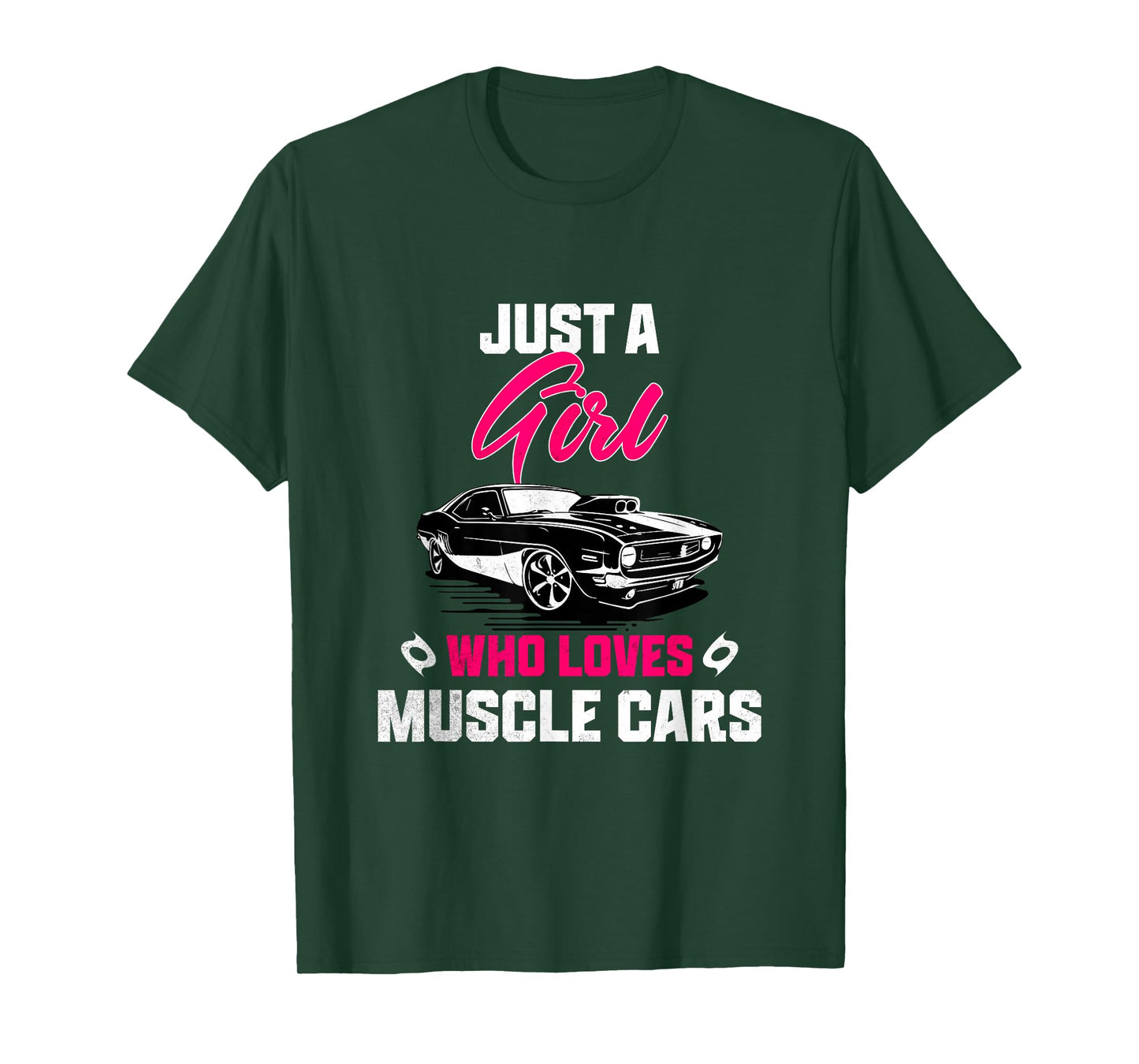 A Girl Who Loves Muscle Cars Funny Vintage Car Lovers Women T-Shirt