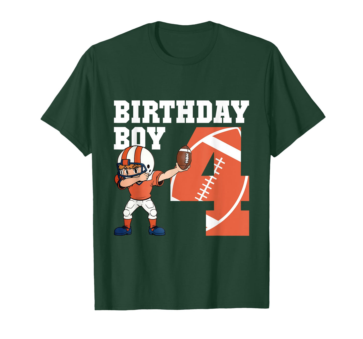 4th Birthday Boy Football Player Dabbing 4 Years Old Kids T-Shirt
