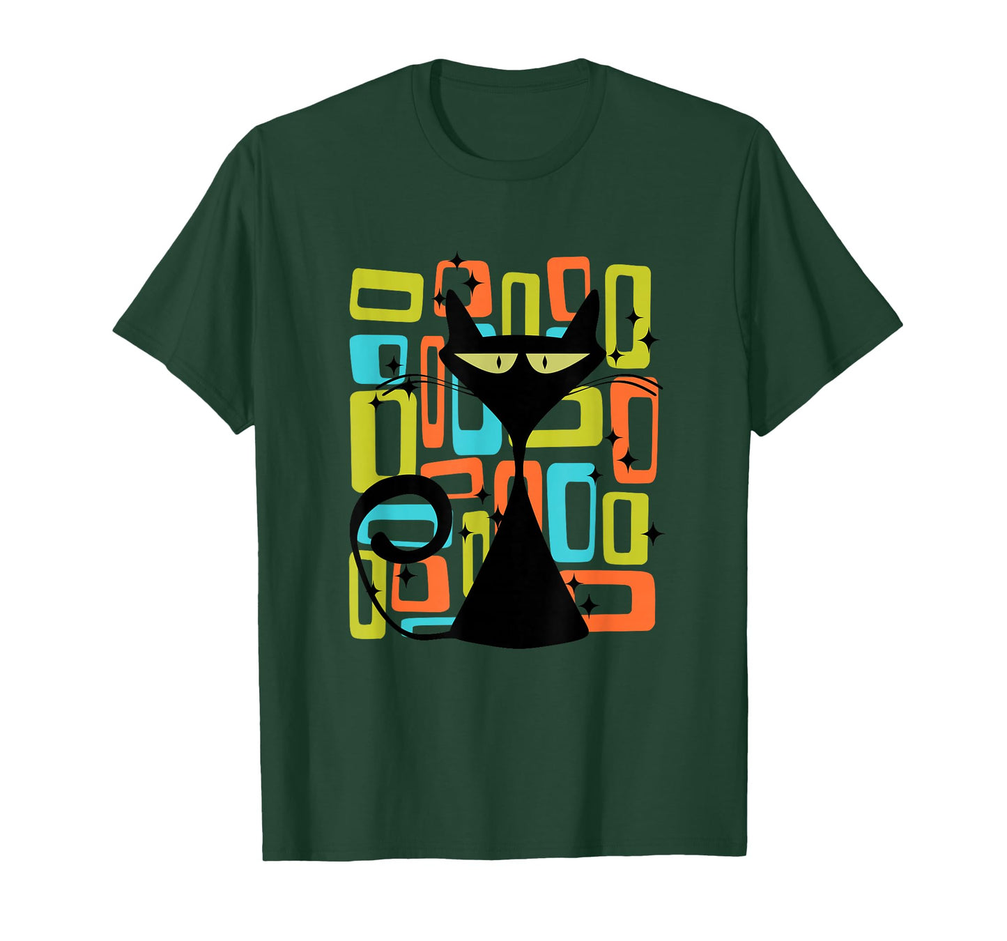 Retro Cat Midcentury Mid Century Style Modern Abstract Shape T-Shirt