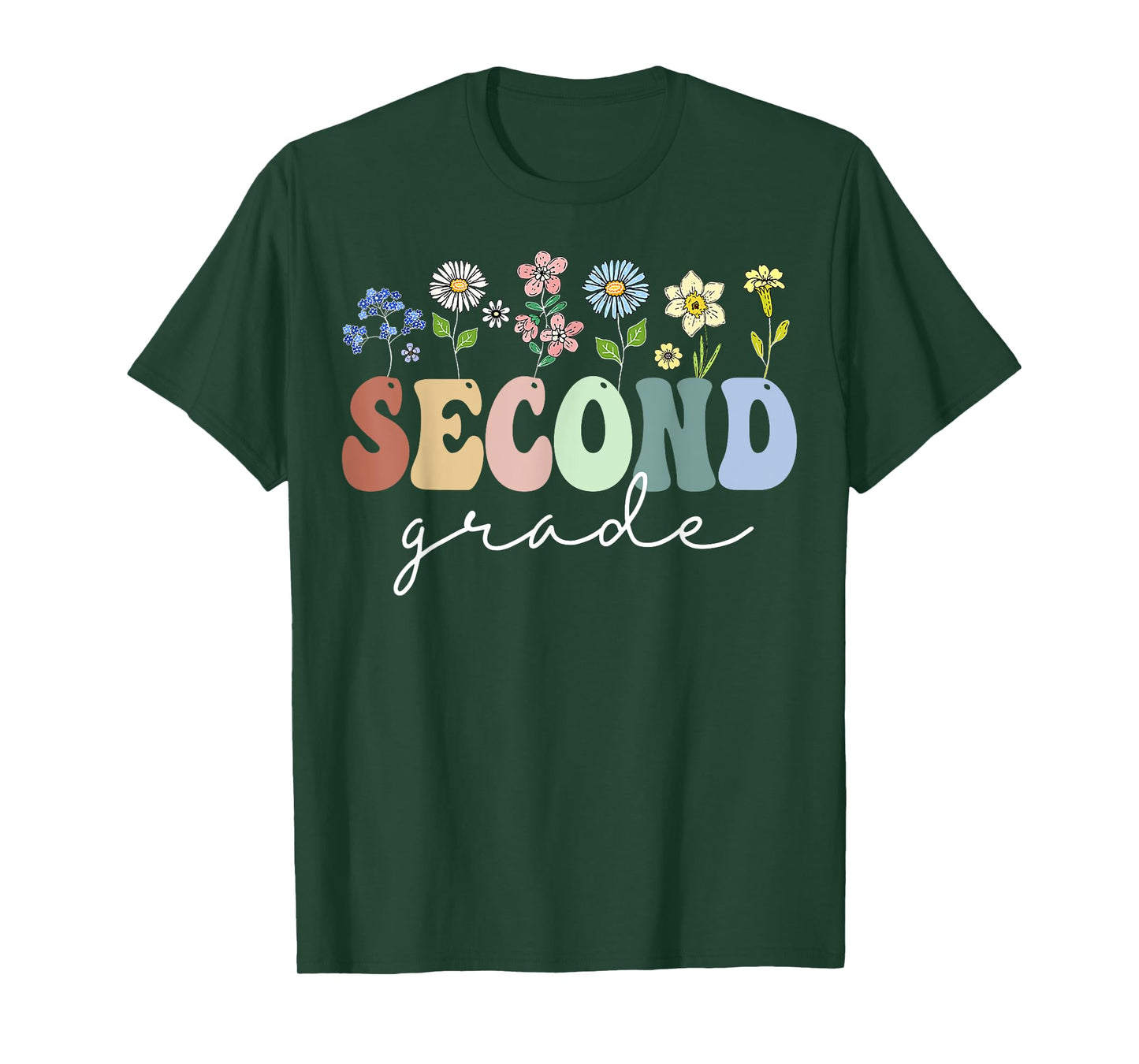 2nd Grade Wildflower Floral Back To School Gift For Teachers T-Shirt for Men Women Girls Kids