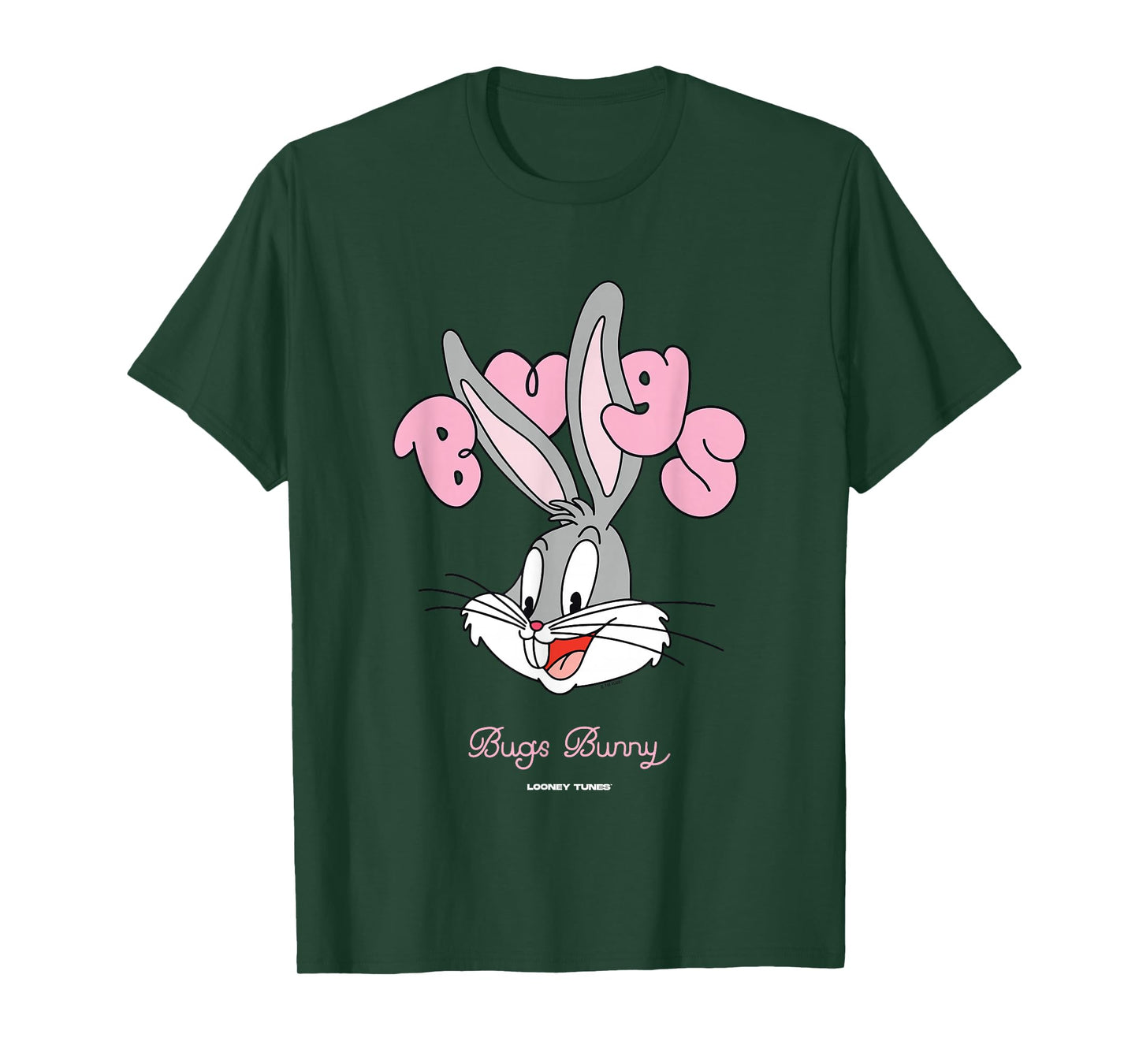 Looney Tunes Bugs Bunny Pink Bubble Text Big Face T-Shirt