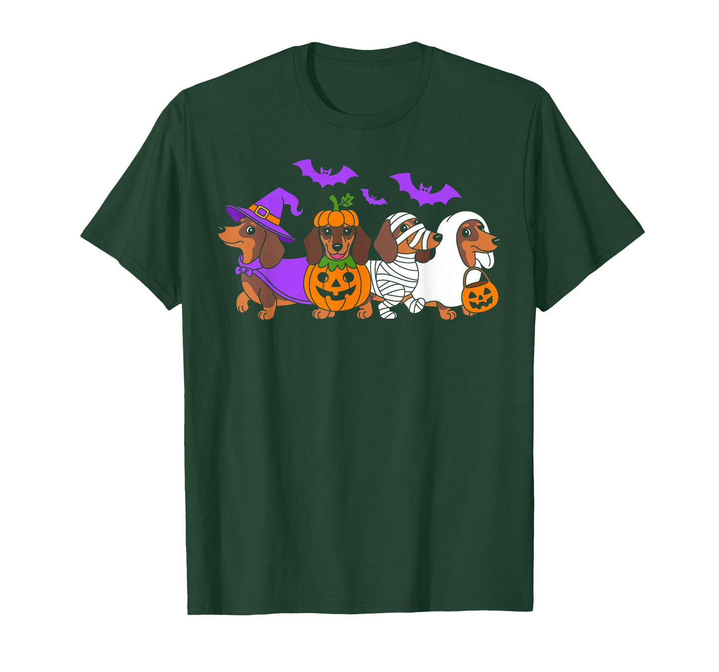 Weiner Dog Witch Happy Halloween T-Shirt