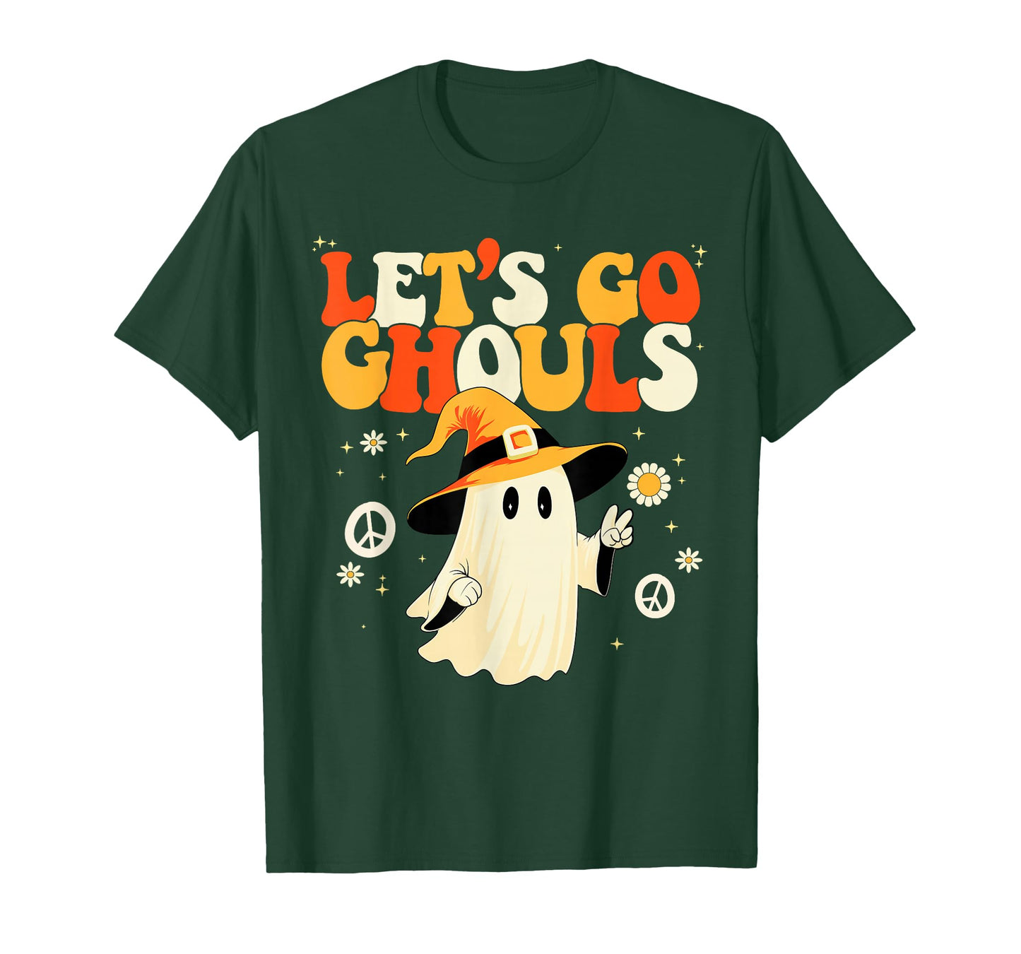Let's Go Ghouls Halloween Ghost Outfit Costume Retro Groovy T-Shirt