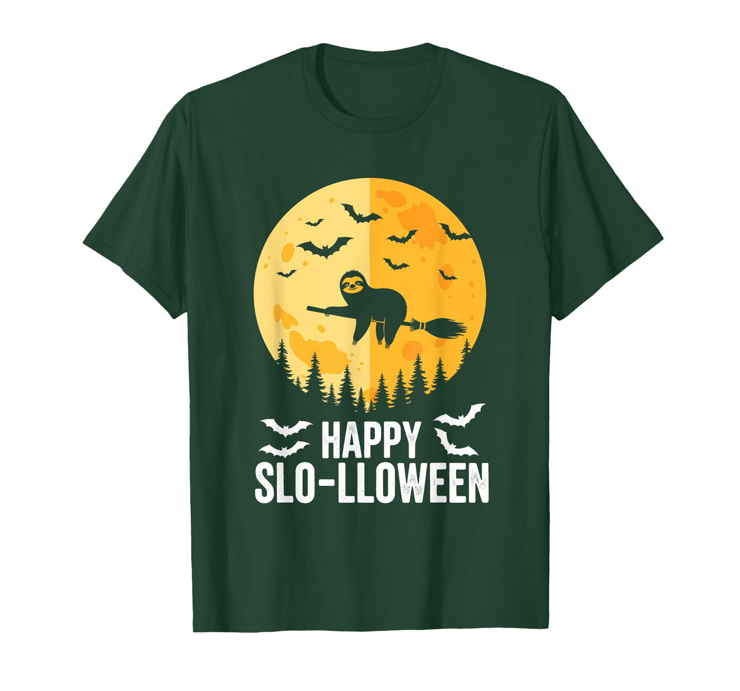Happy Slo-lloween Funny Halloween Sloth Flying Witch T-Shirt