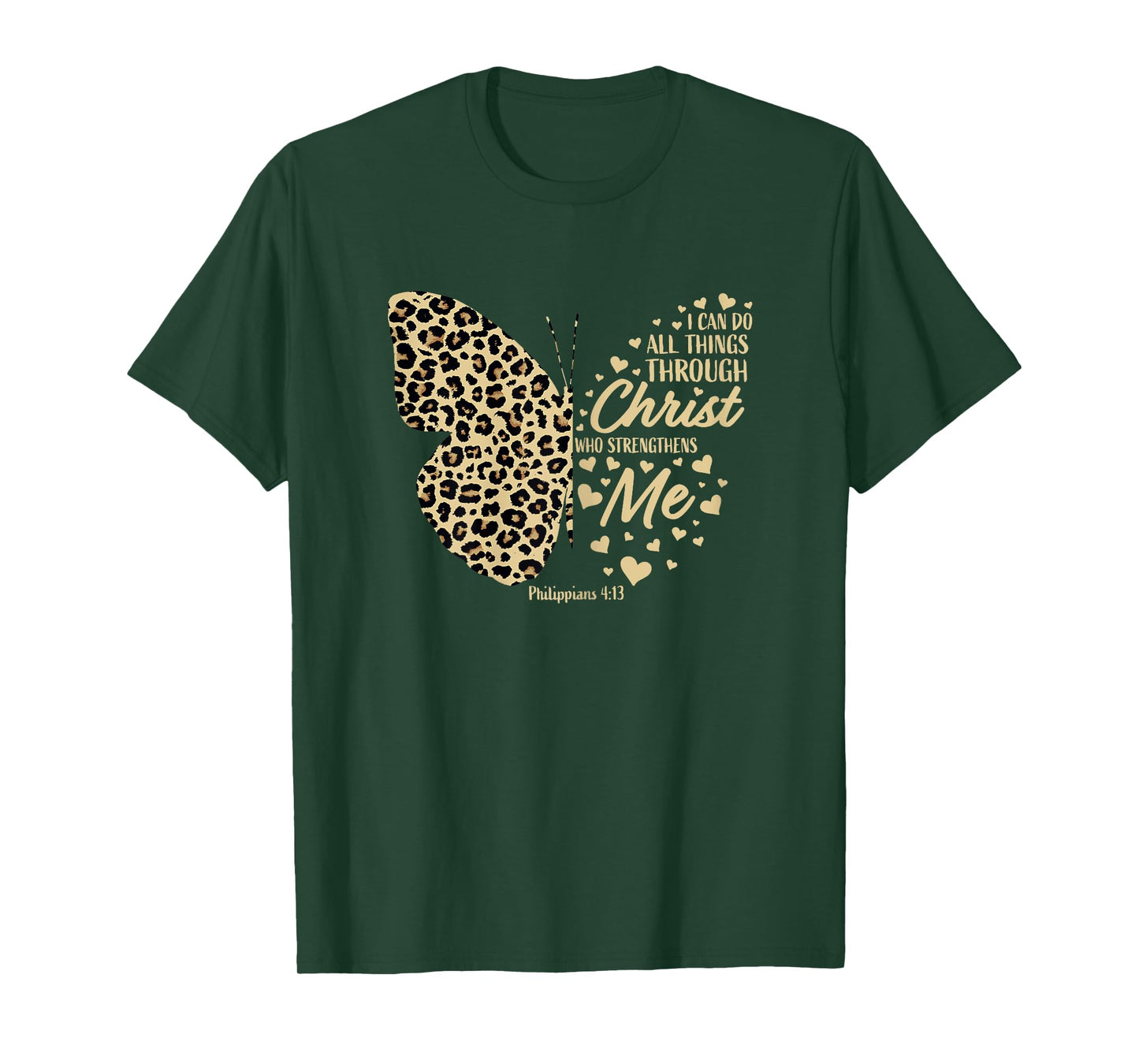 Christian Bible Verse Butterfly Cheetah Mom Women Teen Girls T-Shirt