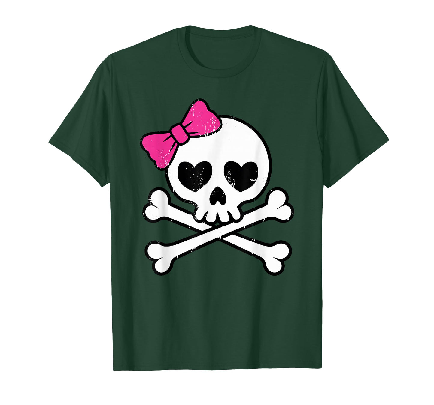 Cute Pretty Pink Skull Crossbones Girl with Hot Pink Bow T-Shirt