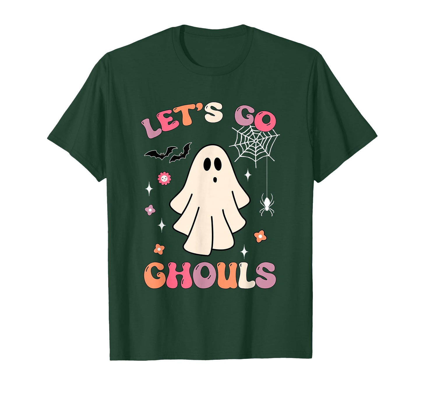 Halloween Ghost Outfit Costumes Retro Groovy Let's Go Ghouls T-Shirt