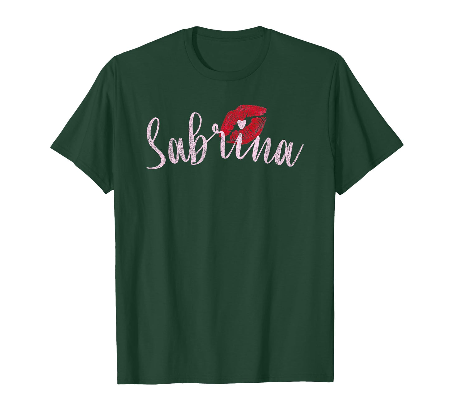 Sabrina Name Graphic T - Heart Lips - Personalized Chic T-Shirt