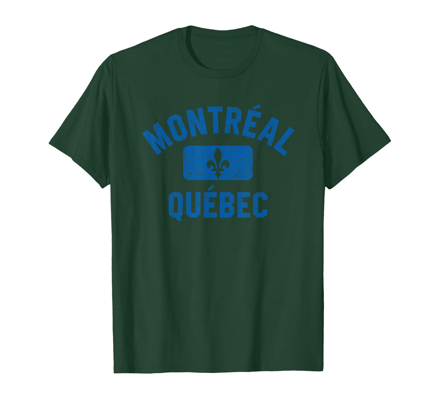 Montreal Quebec Fleur de Lys Gym Style Distressed Blue Print T-Shirt