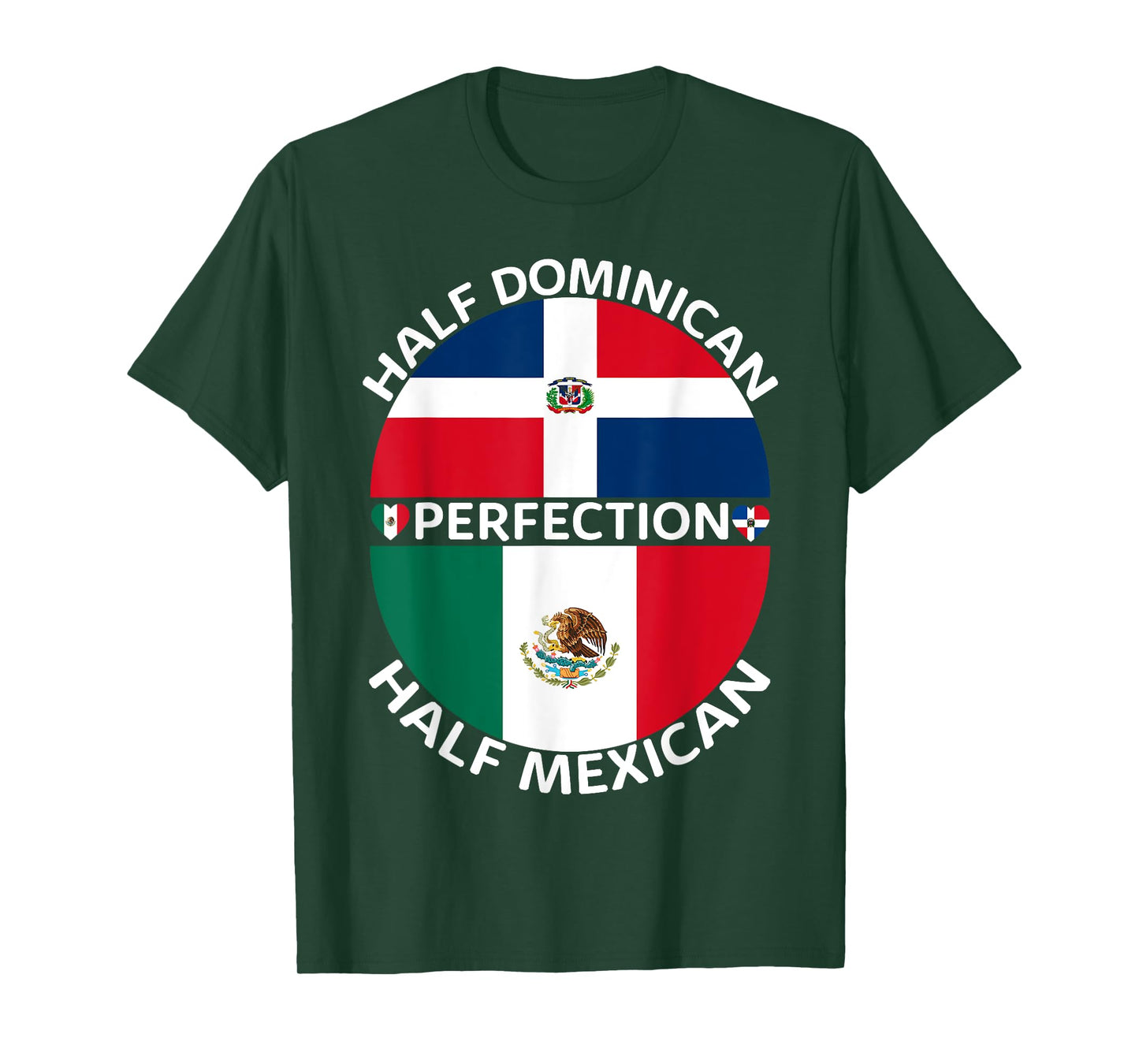 Half Mexican Half Dominican Republic Mexico Flag Roots Men T-Shirt
