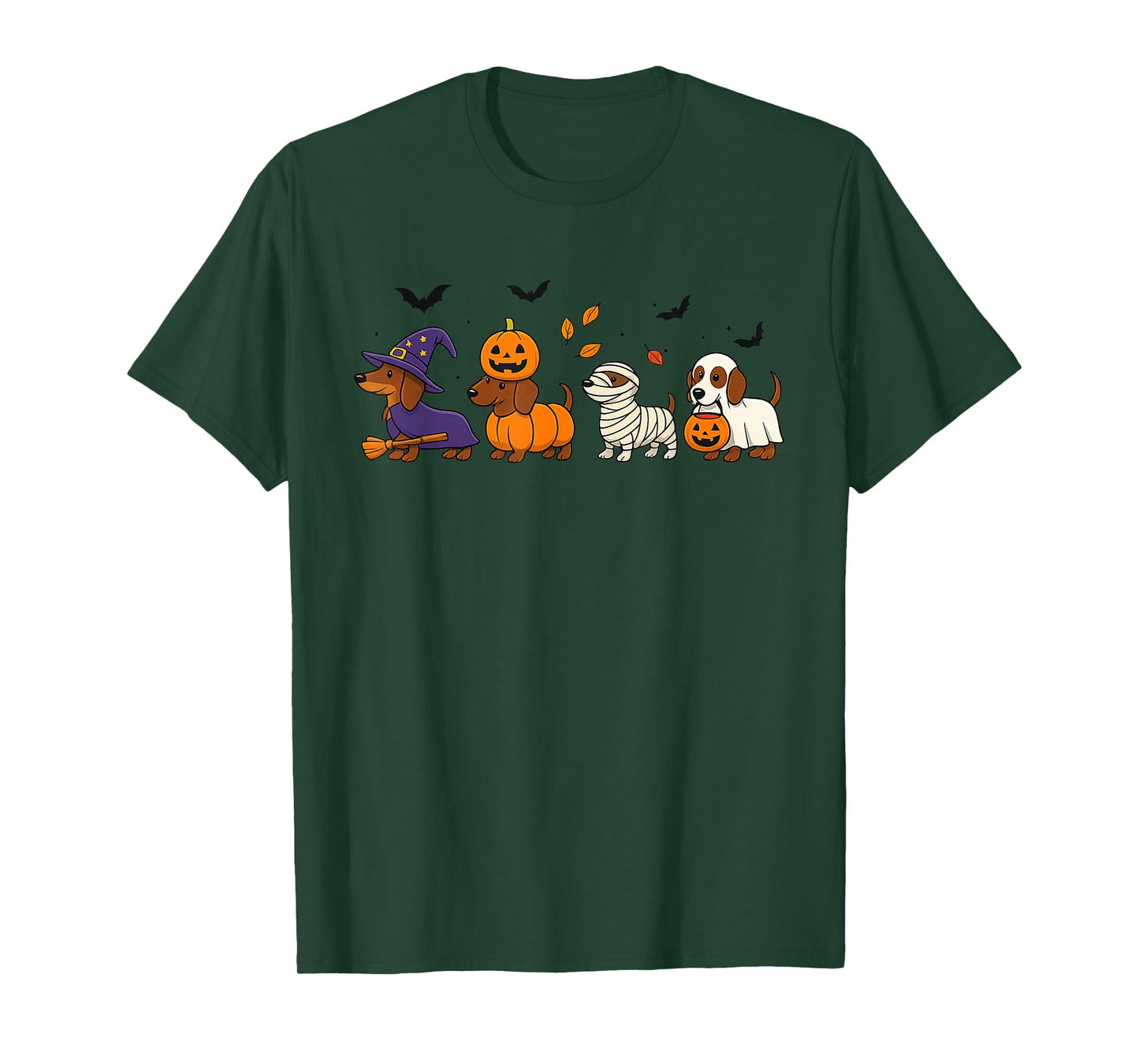 Weiner Dog Witch Happy Halloweenie Cute Halloween Dachshund T-Shirt