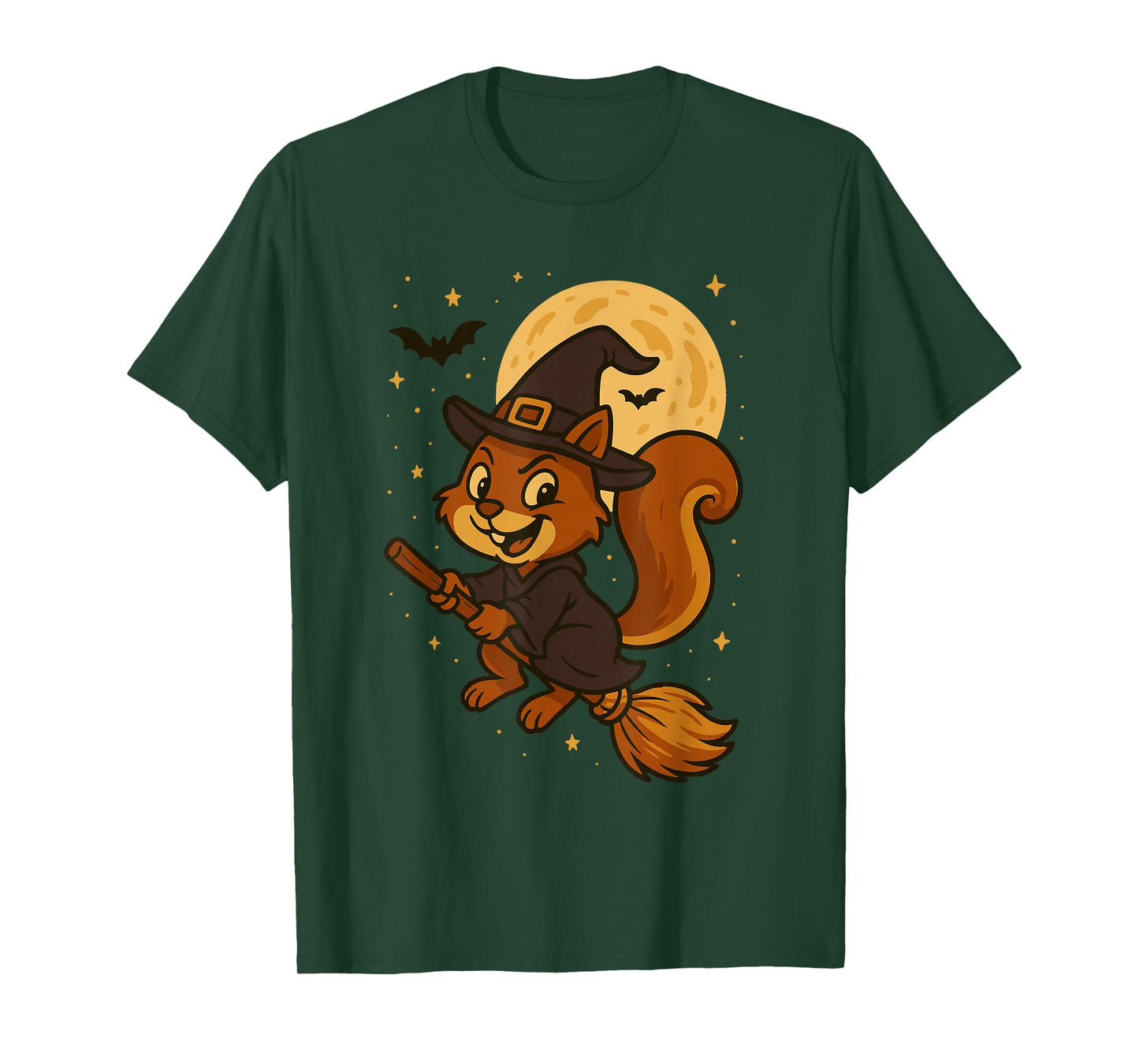 Witchy Squirrel - Halloween Moon Flight T-Shirt