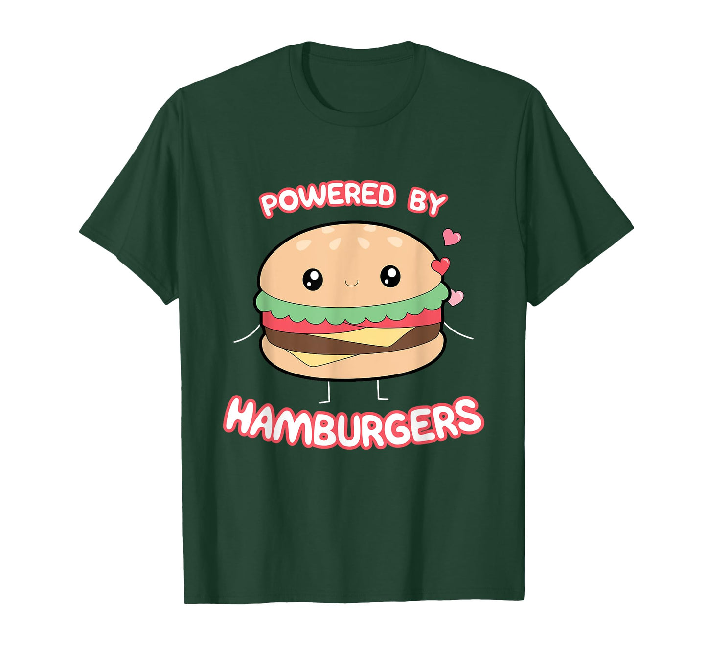Powered By Hamburgers, Kawaii Hamburger Top T-Shirt