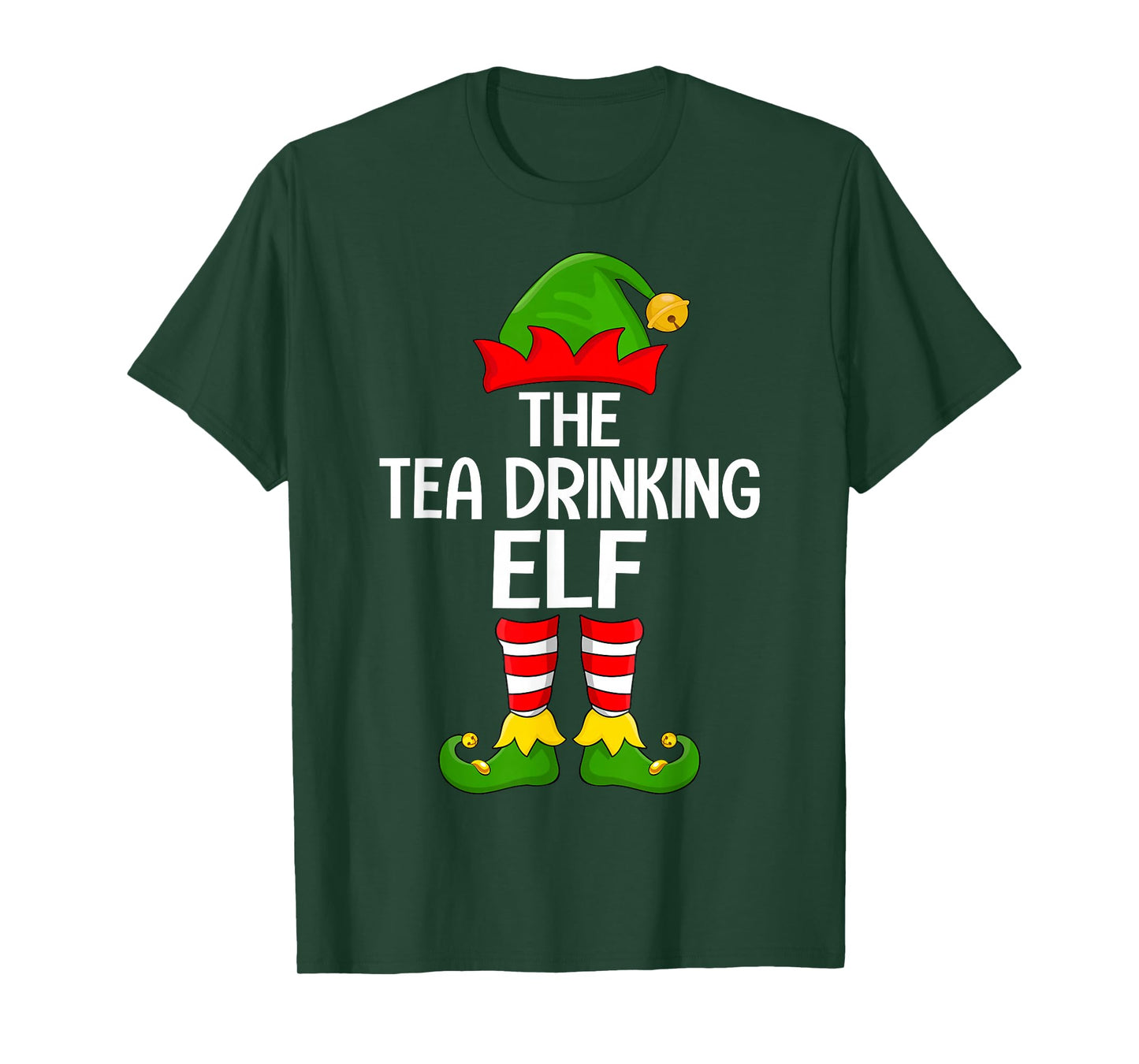 Tea Drinking Elf Xmas Matching Family Elf Squad Christmas T-Shirt