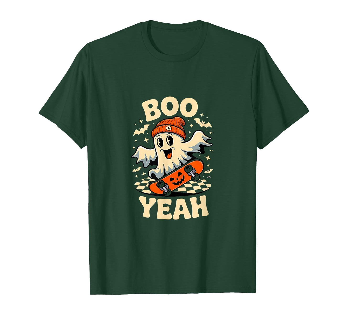 Boo Yeah Halloween Ghost Boys Retro Skateboard Toddler Kids T-Shirt