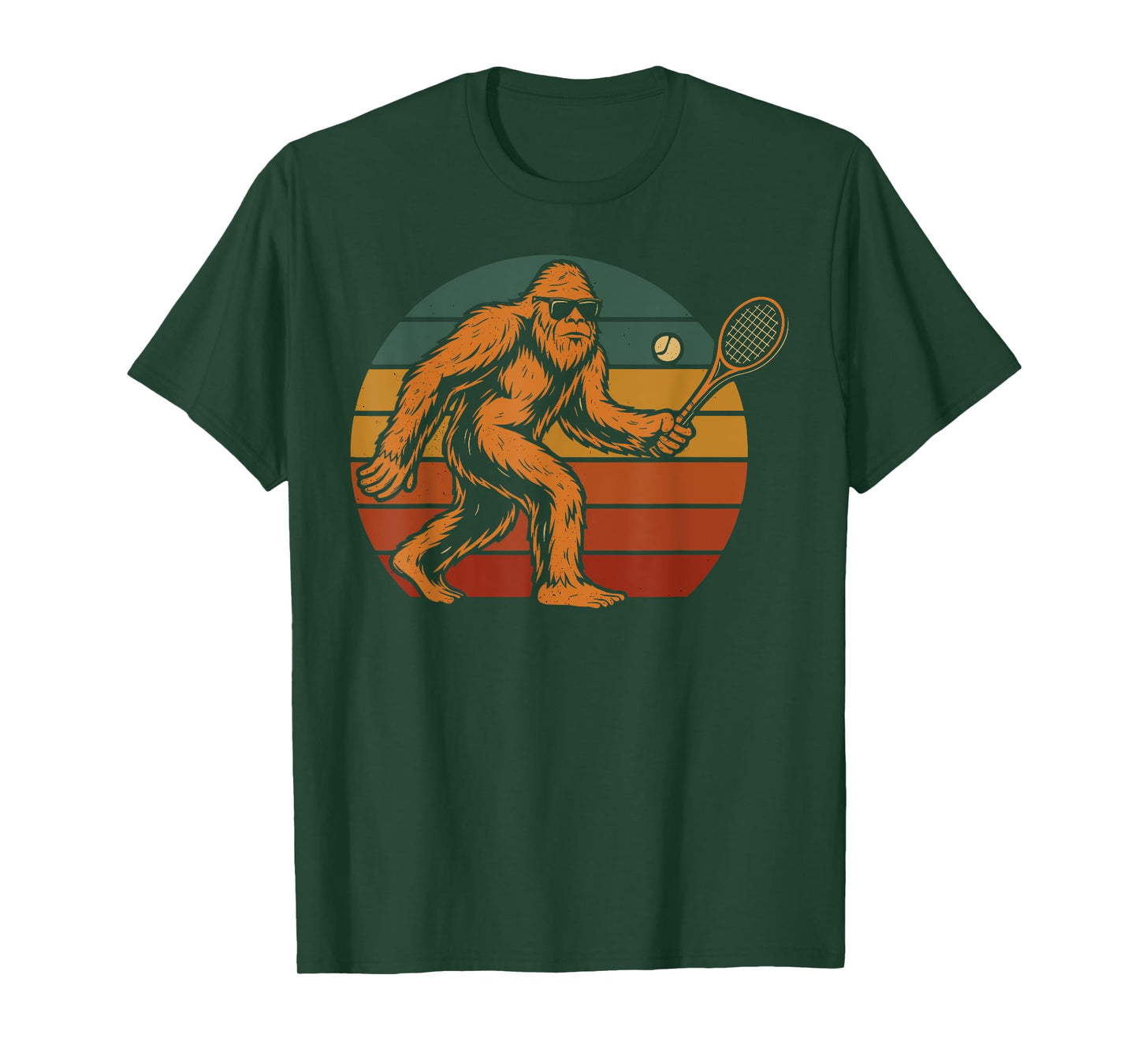 Bigfoot Playing Tennis Funny Retro Sasquatch T-Shirt