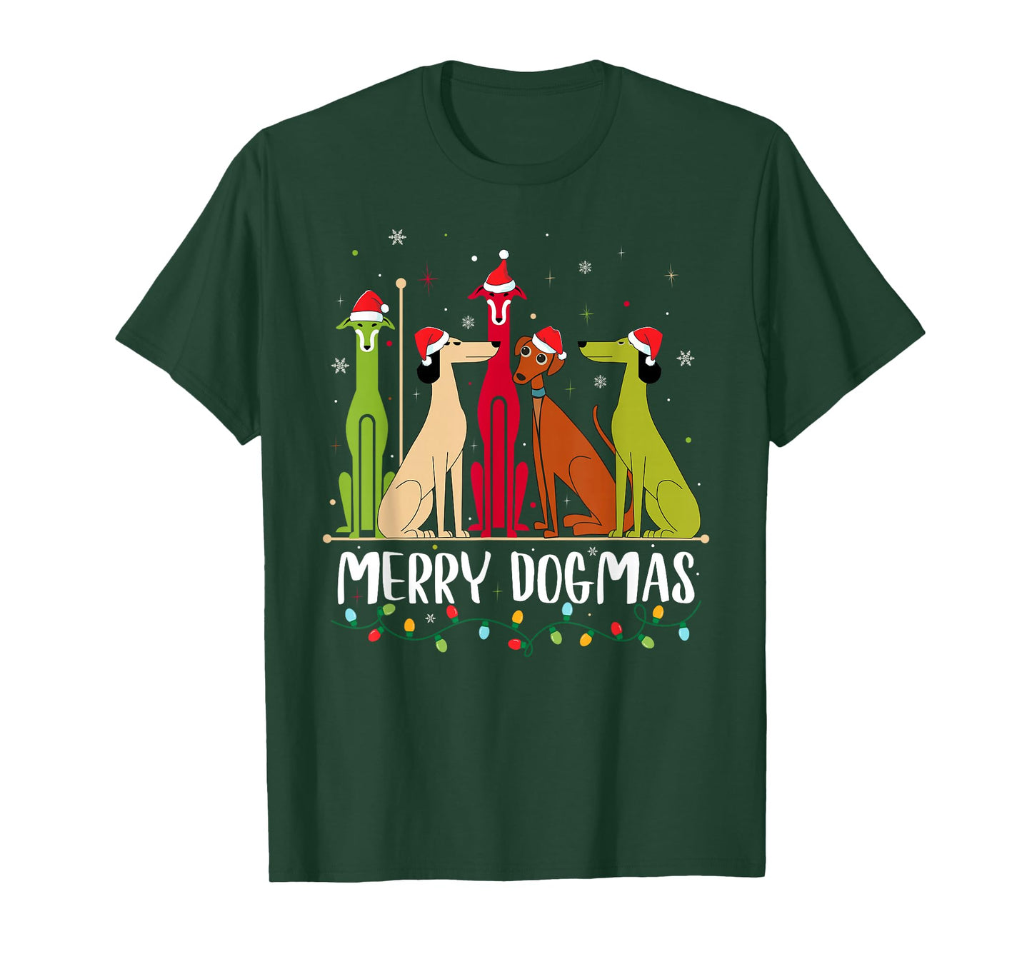 Modern Dogs 60s 70s 80s Style Funny Dogs Christmas T-Shirt