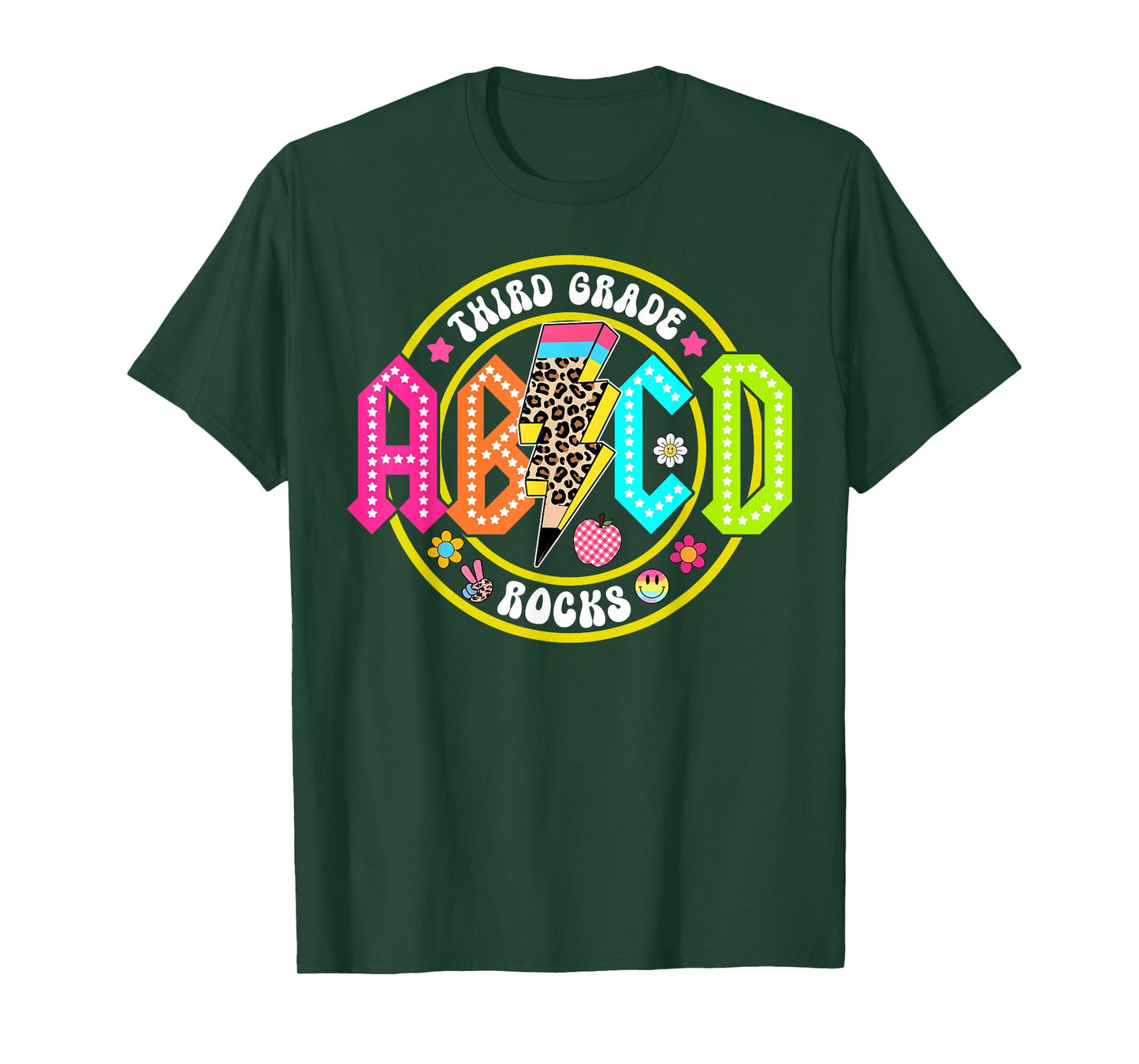 Retro Lightning Bolt ABCD Third Grade Rocks Back To School T-Shirt