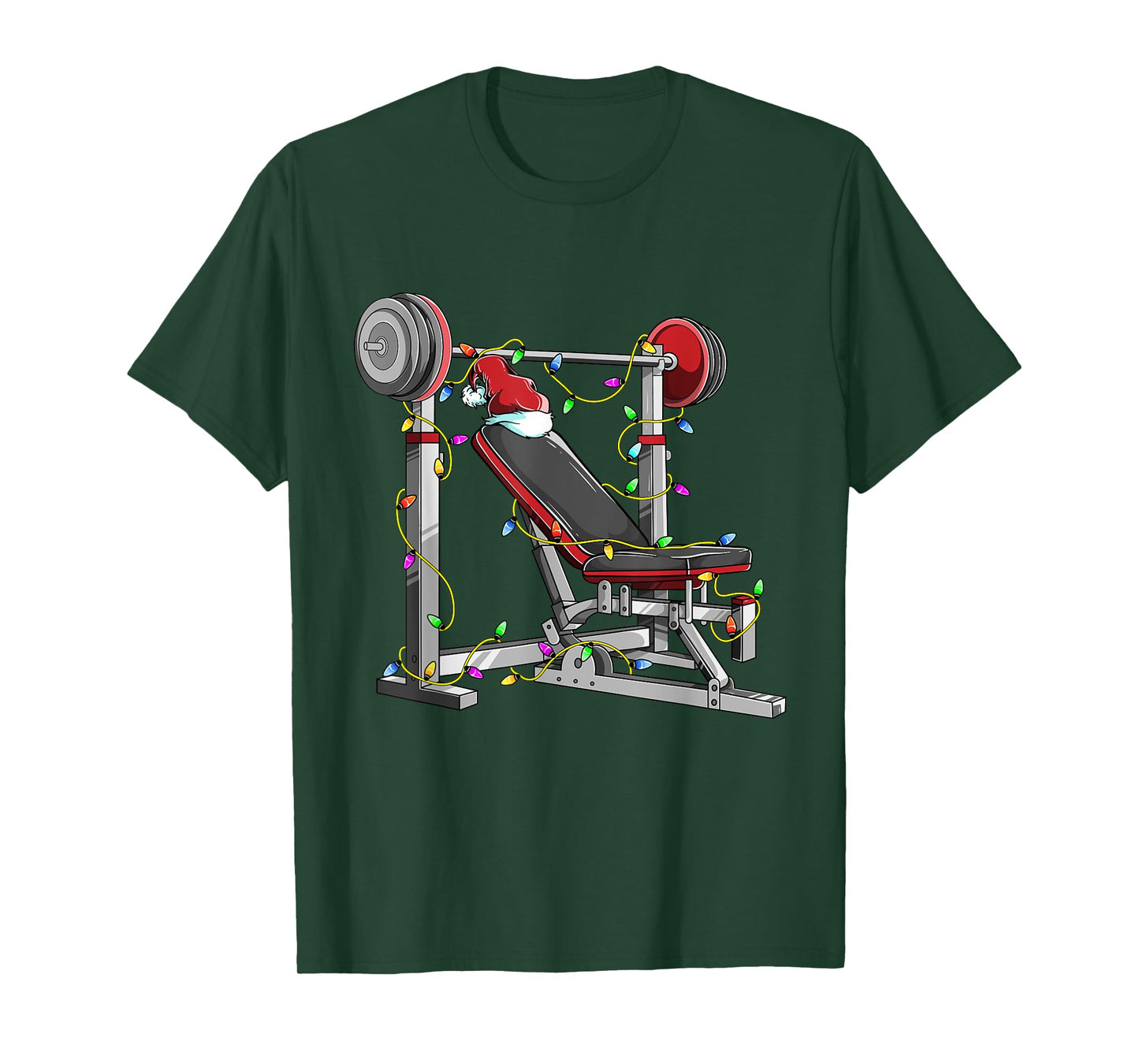 Santa In The Gym Funny Bench Press Christmas Weightlifting T-Shirt