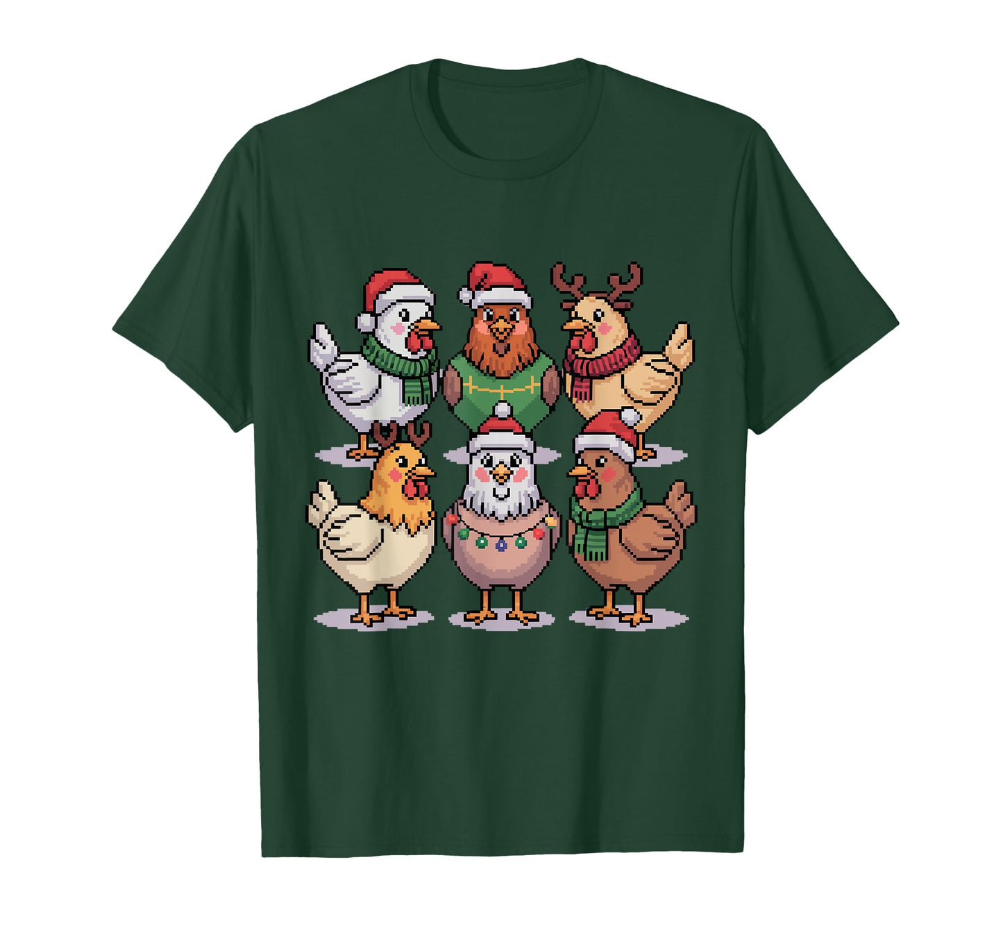 Christmas Lights Chicken Santa Funny Xmas Tree for Men Women T-Shirt
