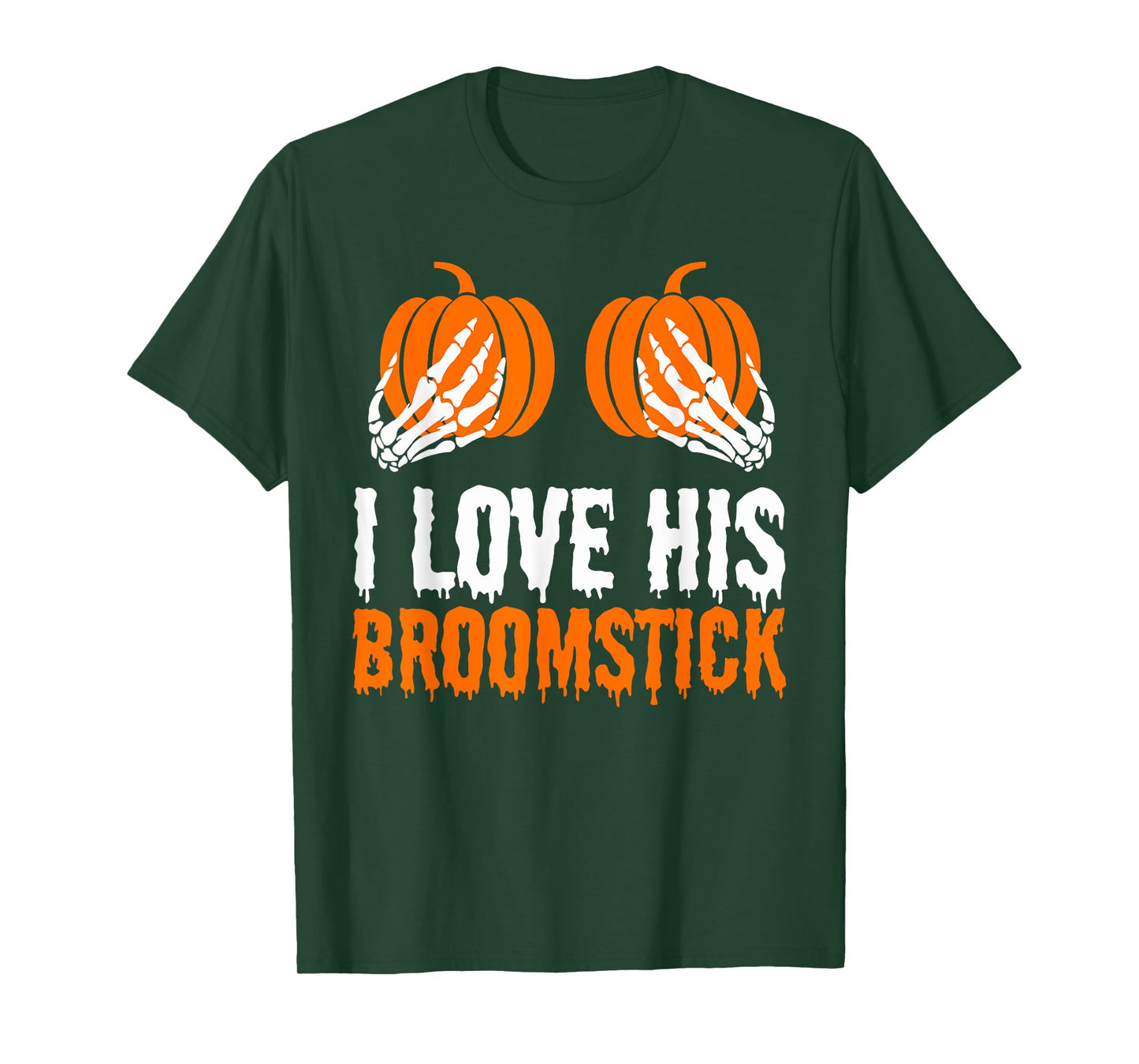 I Love His Broomstick I Love Her Pumpkins Halloween Couples T-Shirt