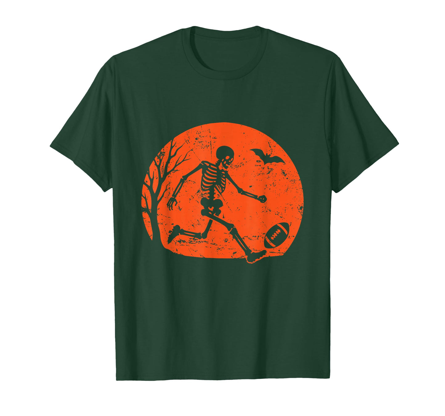 Skeleton Football Kick Under Moon T-Shirt