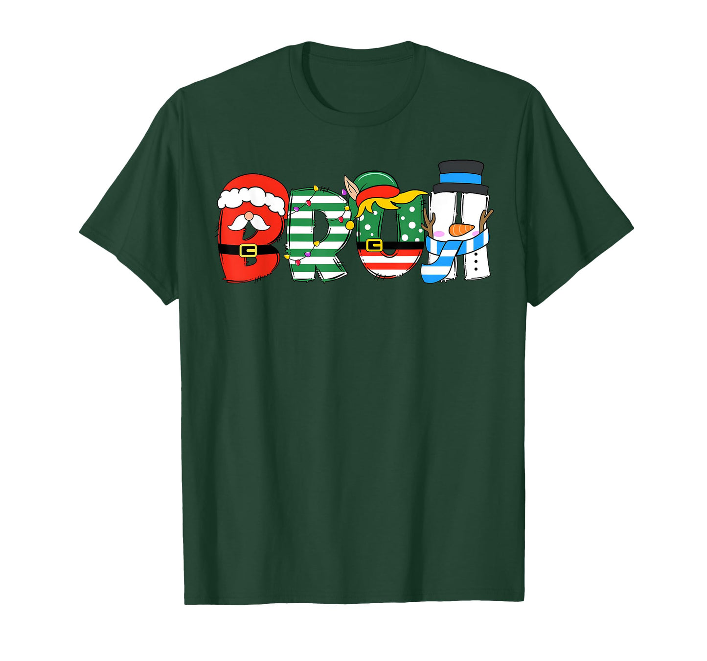 Bruh Santa Squad Merry Christmas Xmas Lights Family Holiday T-Shirt