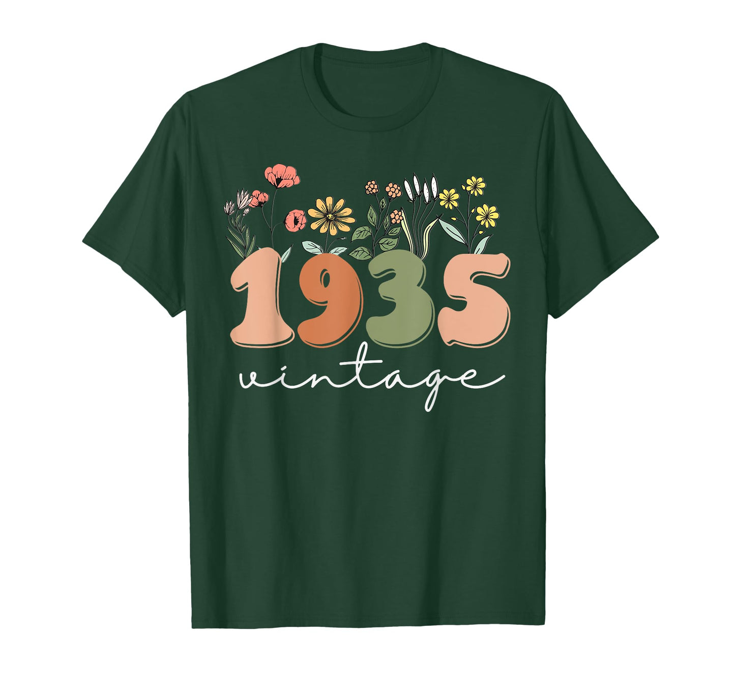 90 Years Old Vintage 1935 90th Birthday Tee Wildflower Women T-Shirt