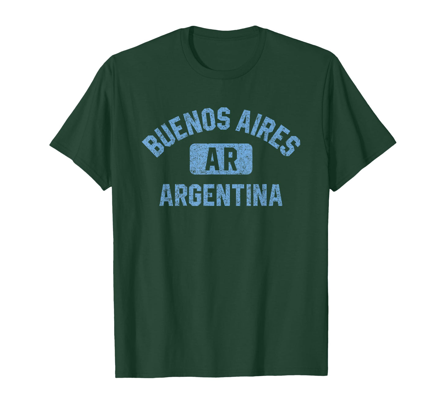 Buenos Aires Argentina Gym Style Distressed Light Blue Print T-Shirt