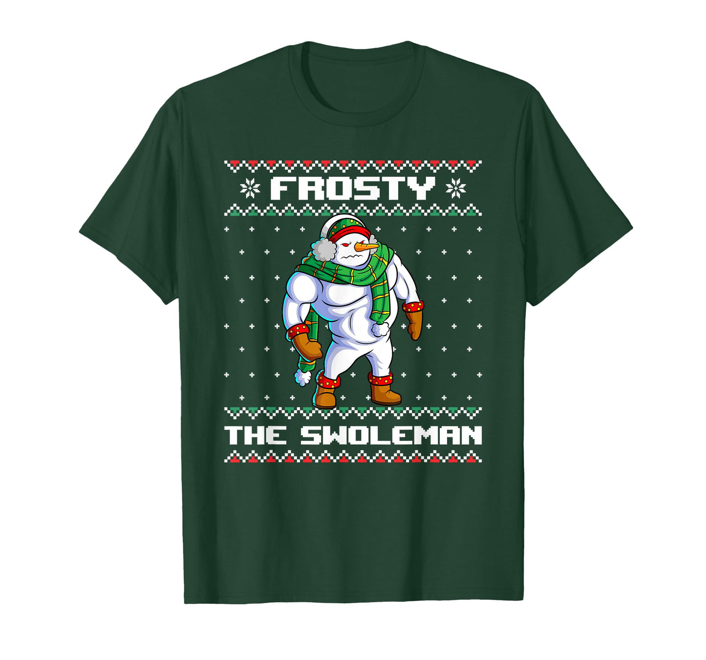 Frosty the Swoleman Funny Snowman Gym Christmas Ugly Sweater T-Shirt