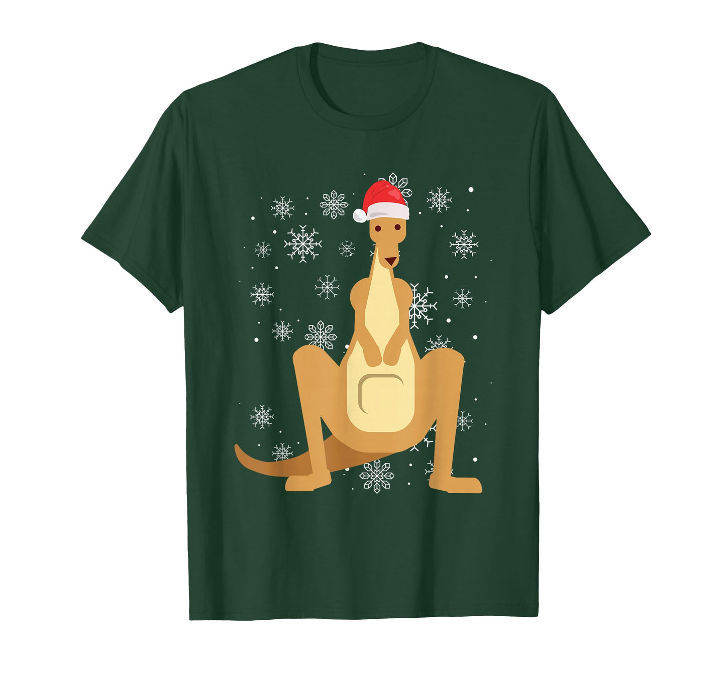 Kangaroo with Santa Hat Snowflakes Aussie Christmas T-Shirt