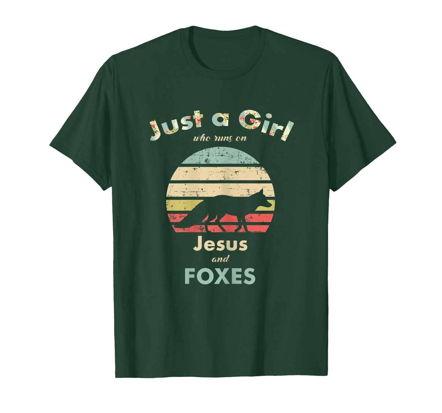 Just A Girl Who Runs on Jesus and Foxes Fox Lover Gift T-Shirt