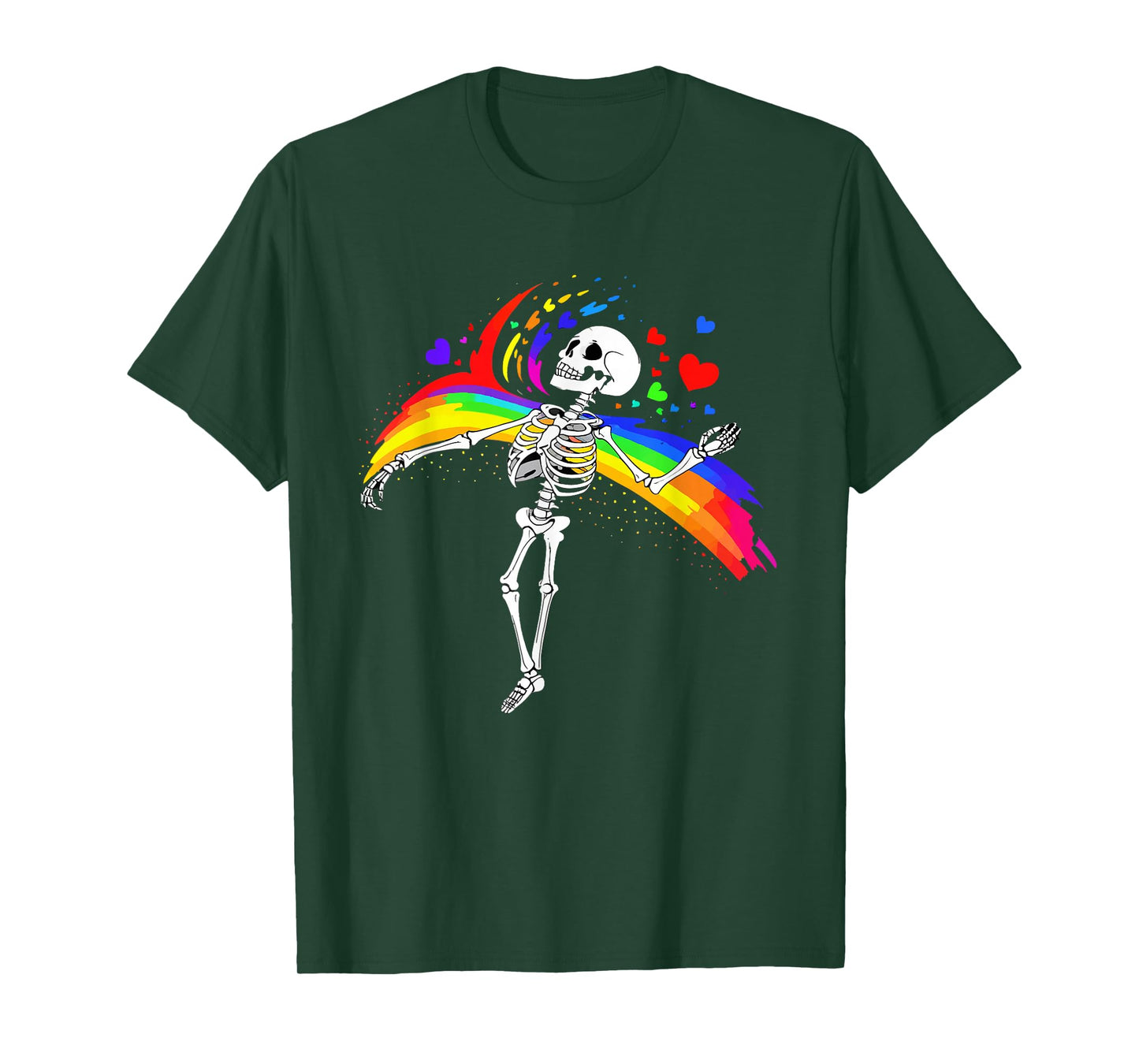 Skeleton LGBT-Q Pride Flag Lazy Halloween Costume Gay Ally T-Shirt