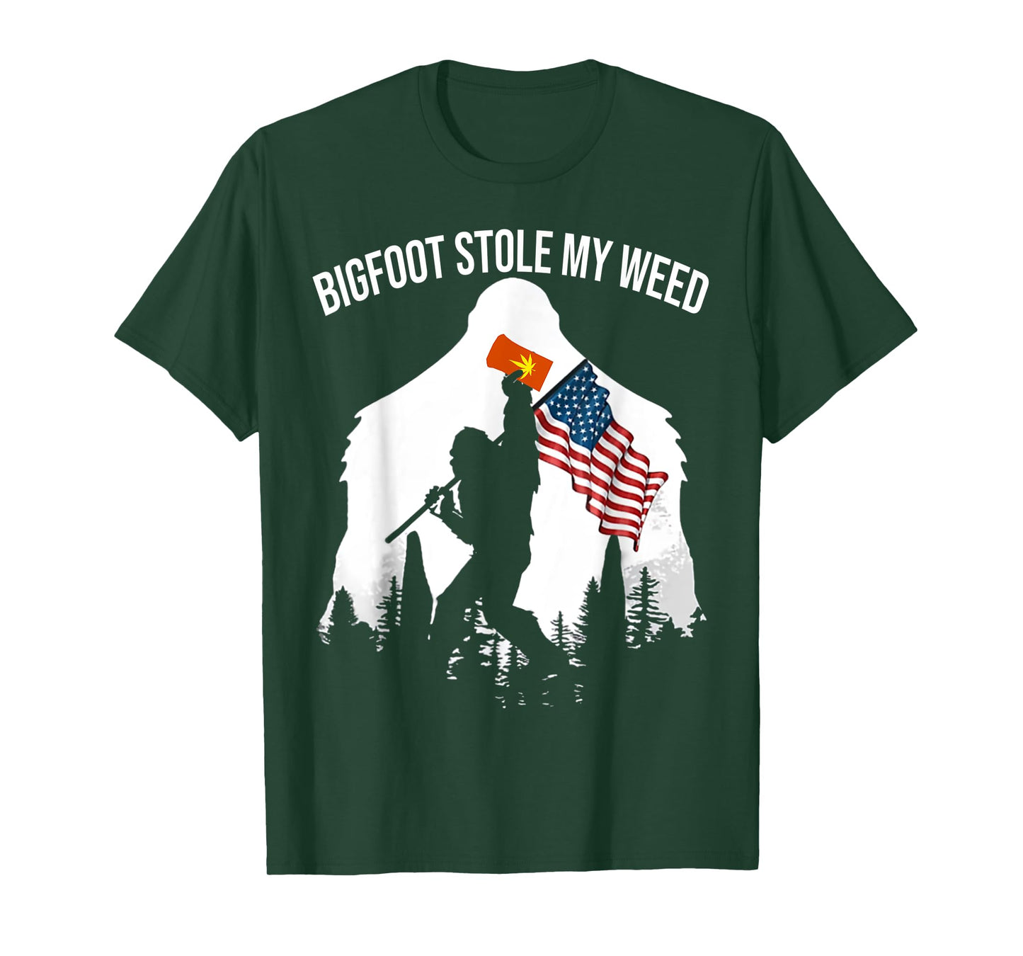 Bigfoot Stole My Weed Funny Retro Sasquatch Forest T-Shirt