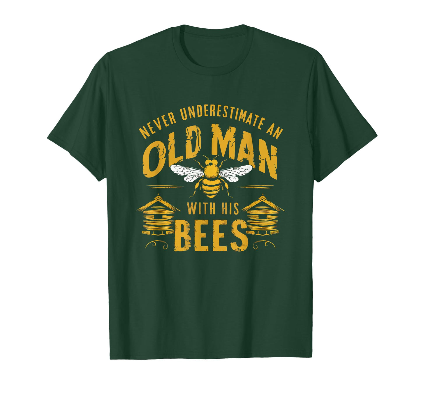 Vintage Never Underestimate An Old Man Beekeeper Funny T-Shirt
