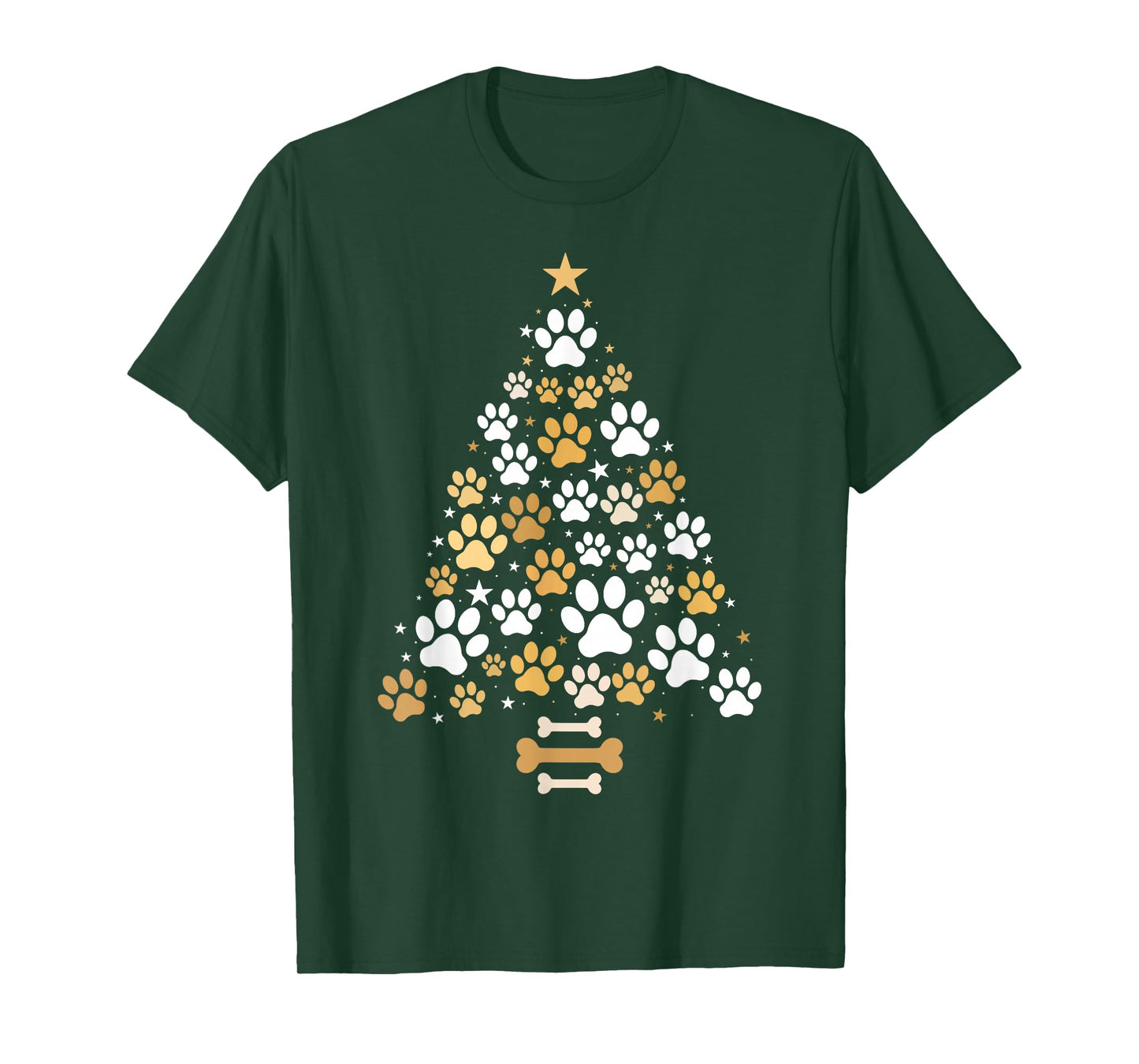 Cat Dog Paw Christmas Tree Pajamas Puppy Dog Cat Lover Xmas T-Shirt
