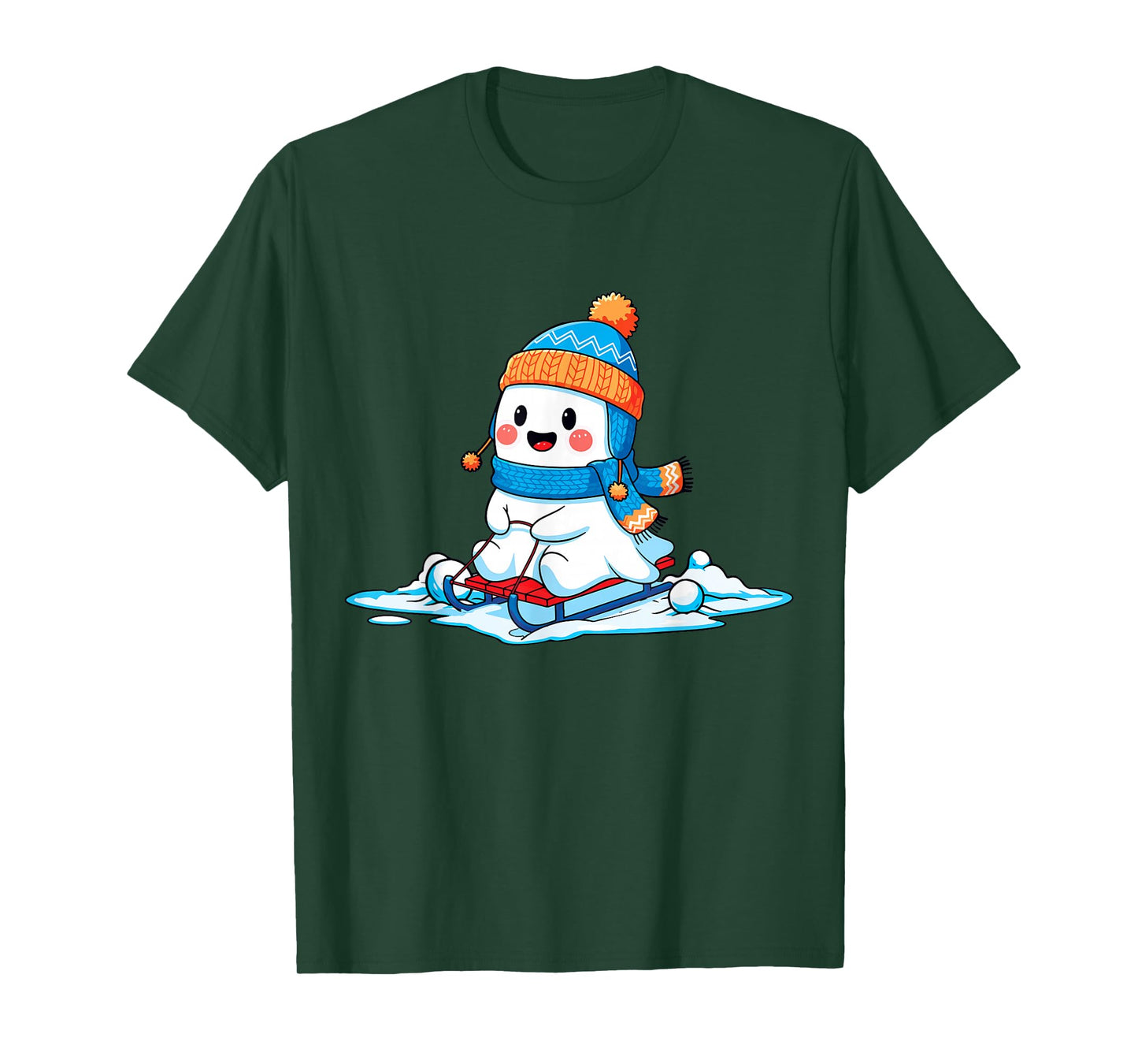 Kawaii Ghost Skii Winter Halloween Christmas Winterween T-Shirt