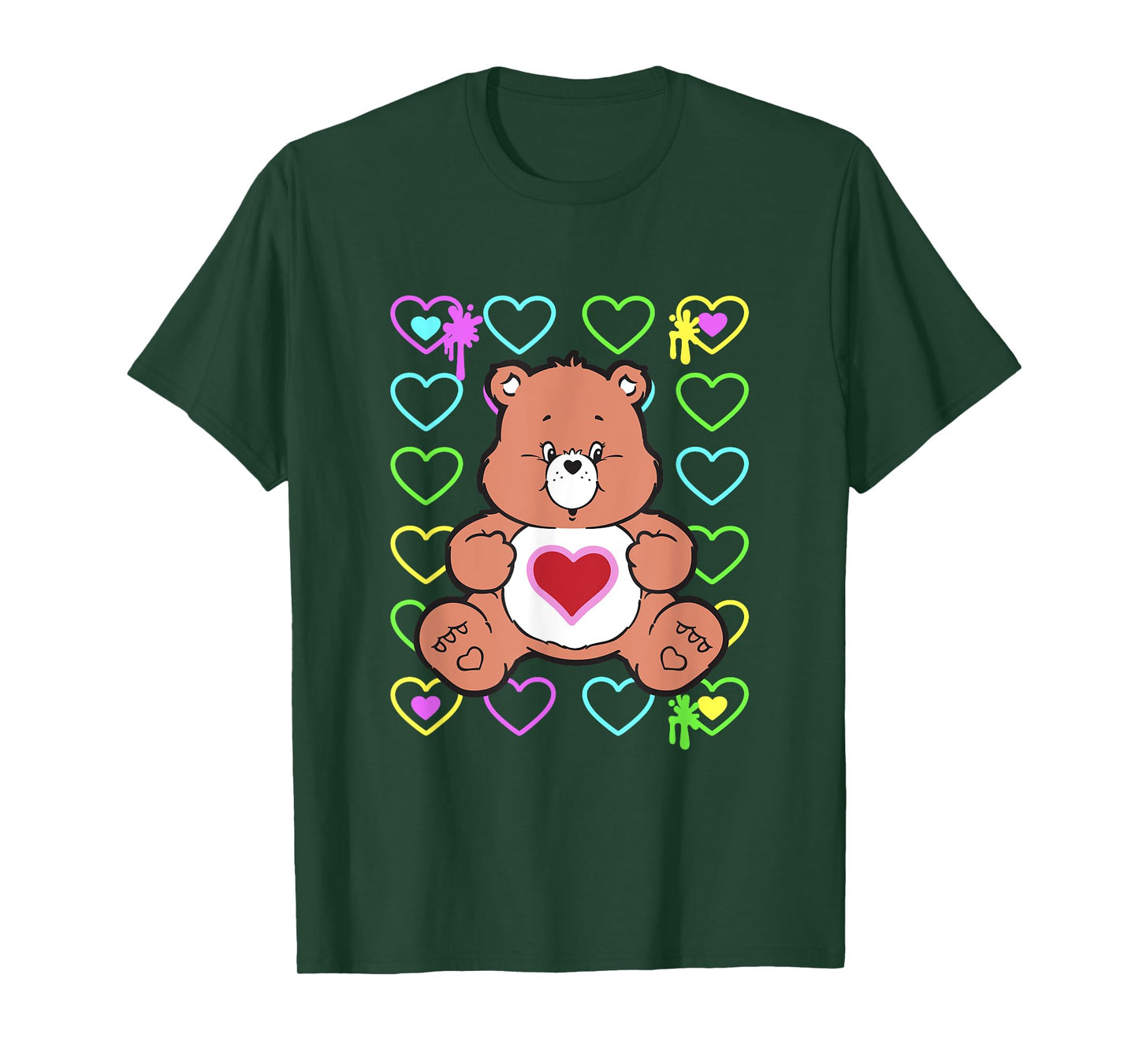 Care Bears Tenderheart Bear Color Pop Graffiti Hearts T-Shirt