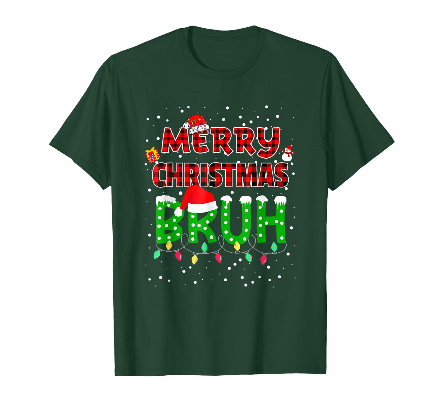 Bruh Merry Christmas Red Plaid Xmas Pajama T-Shirt
