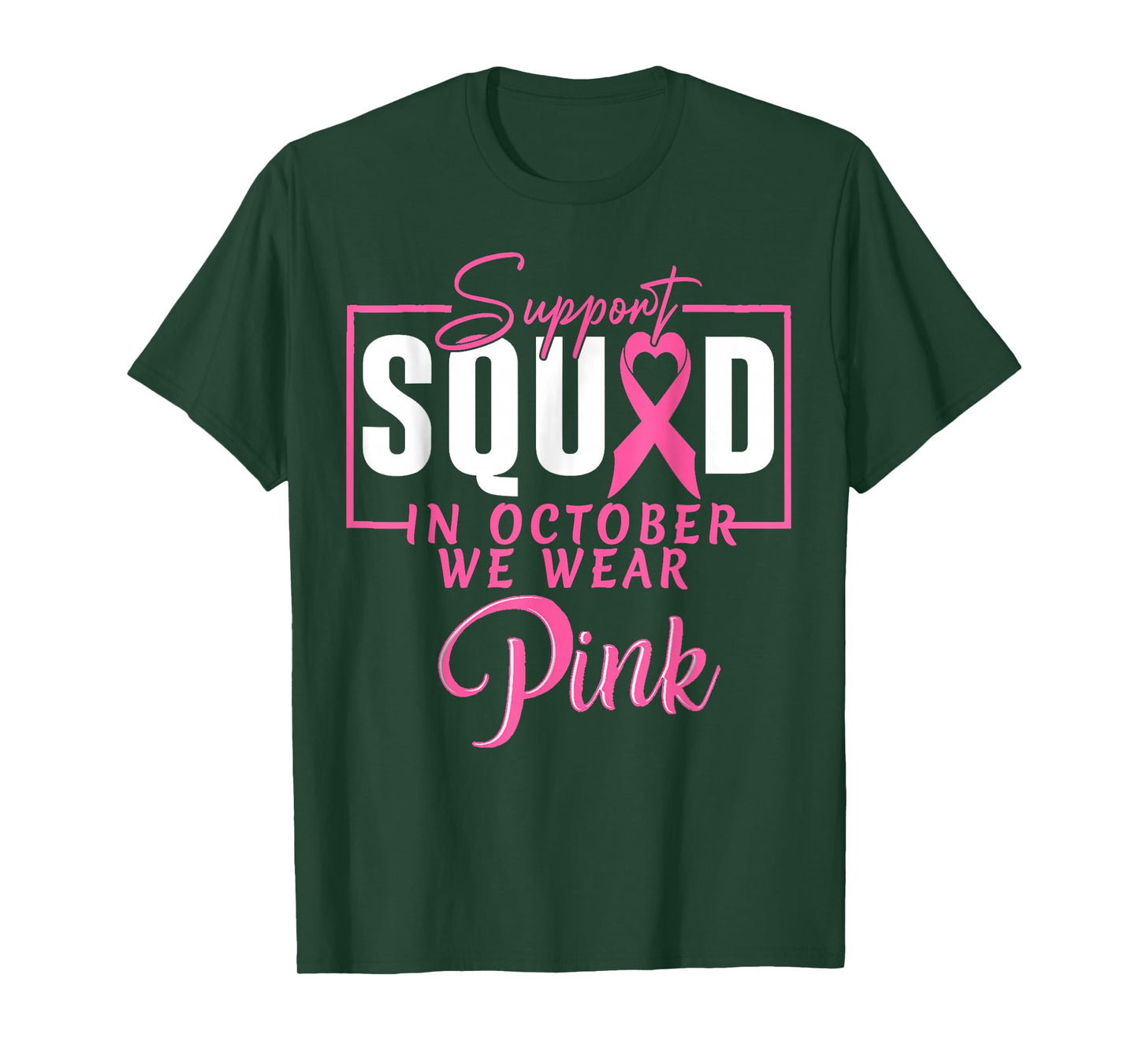 in October We Wear Pink Ghost Witch Breast Cancer Awareness T-Shirt